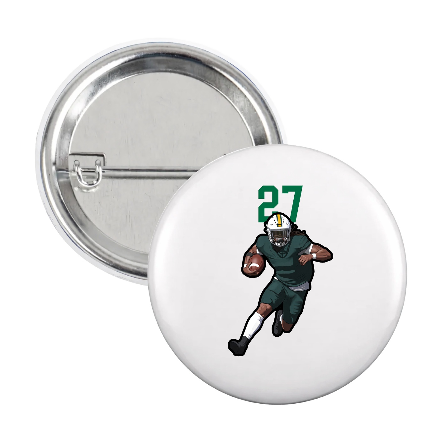 Game Day Button — Number Top in White