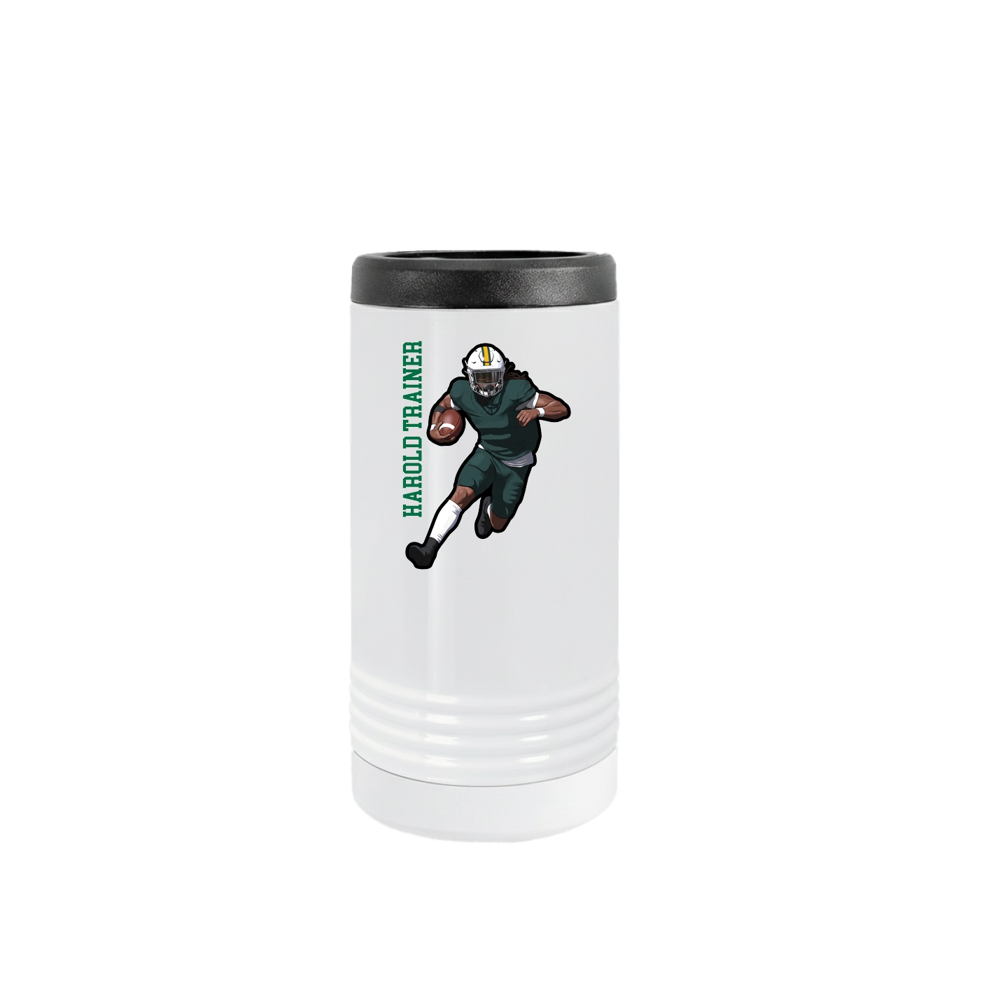 Slim Beverage Holder — Name Vertical in White