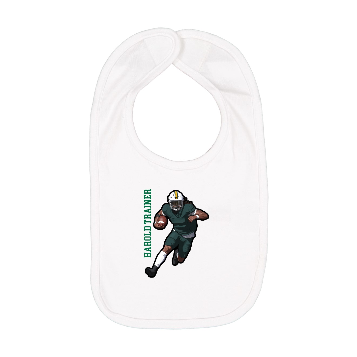 Infant Bib — Name Vertical in White