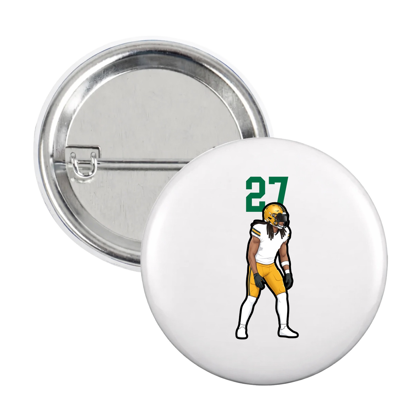 Game Day Button — Number Top in White