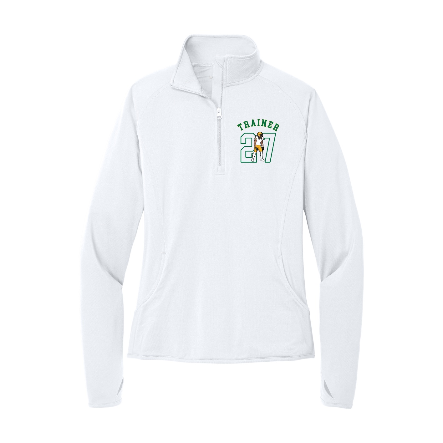 Women's Q-Zip Pullover — Shirsey Arch in White
