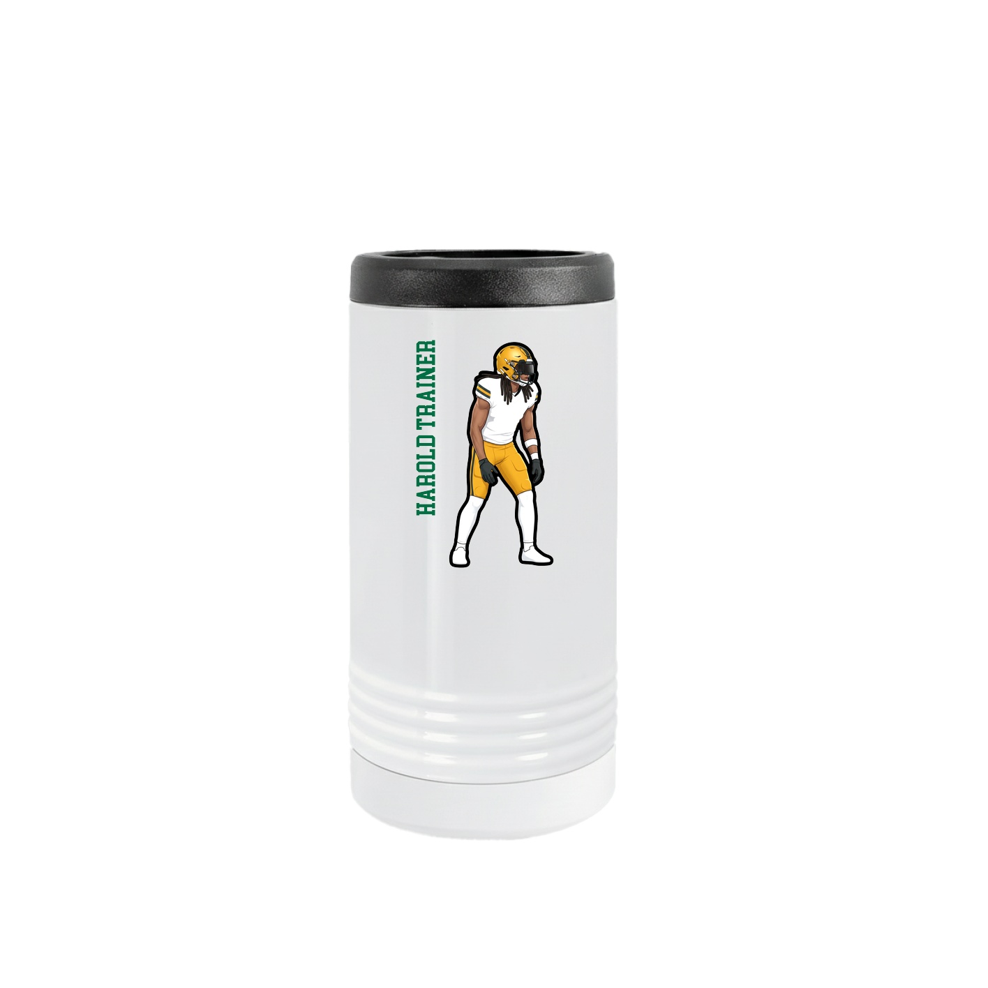 Slim Beverage Holder — Name Vertical in White