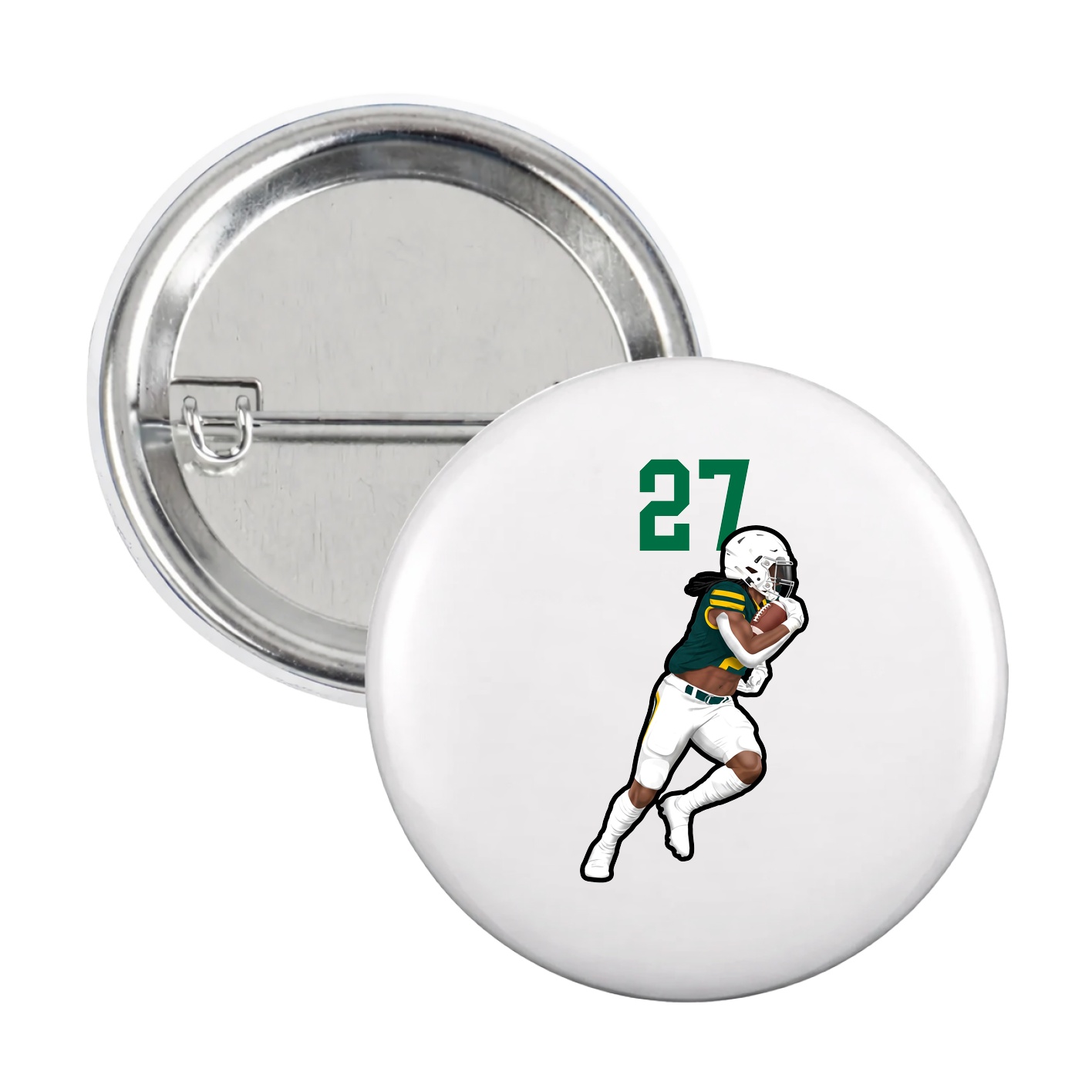 Game Day Button — Number Top in White