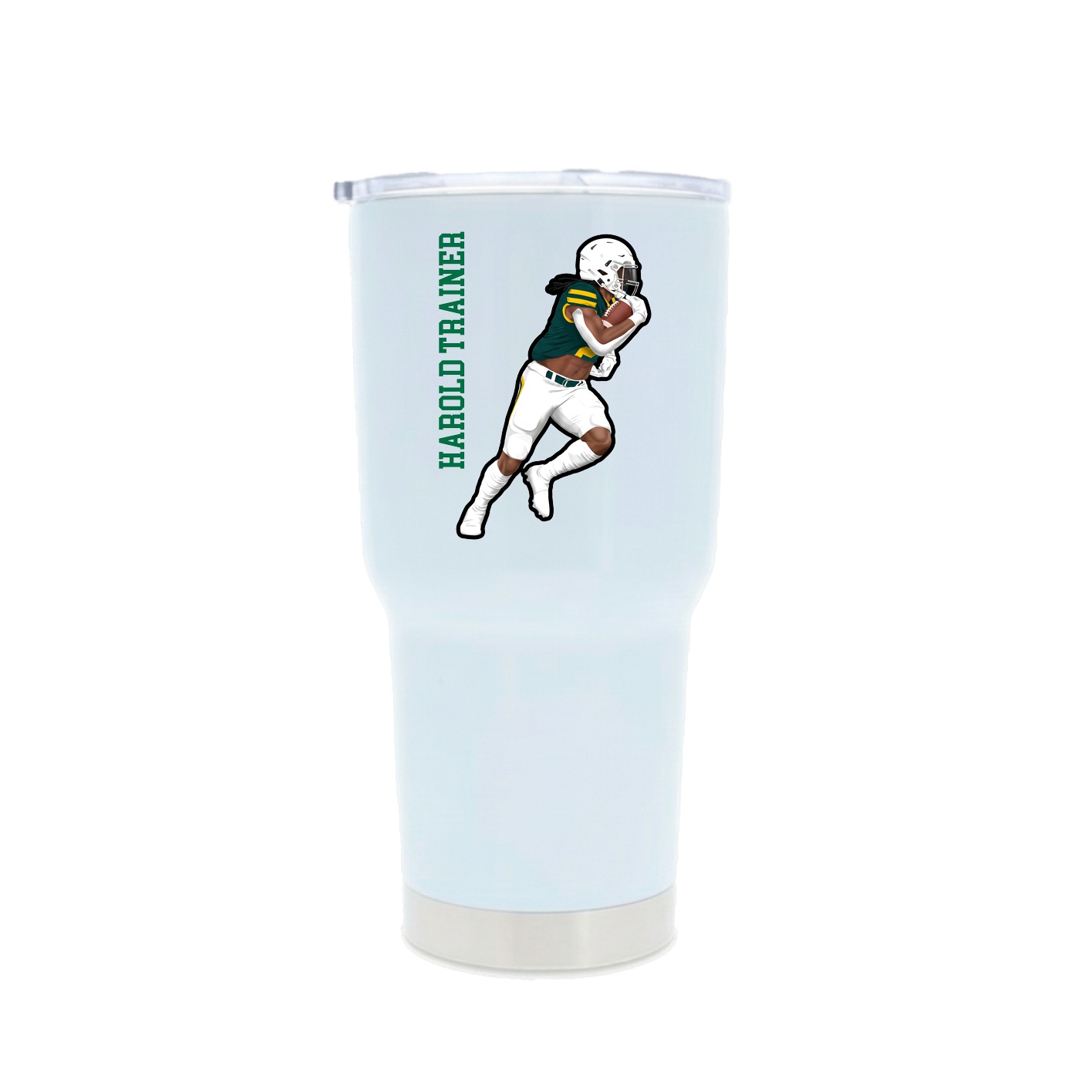 30oz Stainless Steel Tumbler — Name Vertical in White