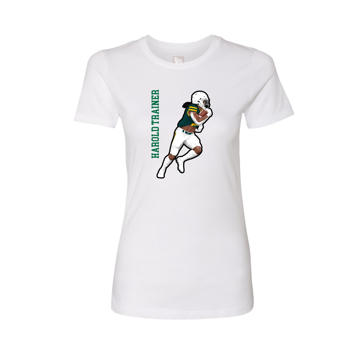 Womens Tee — Name Vertical in White