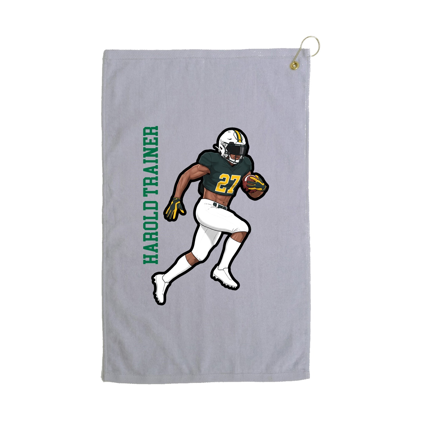 Golf Towel — Name Vertical in Grey