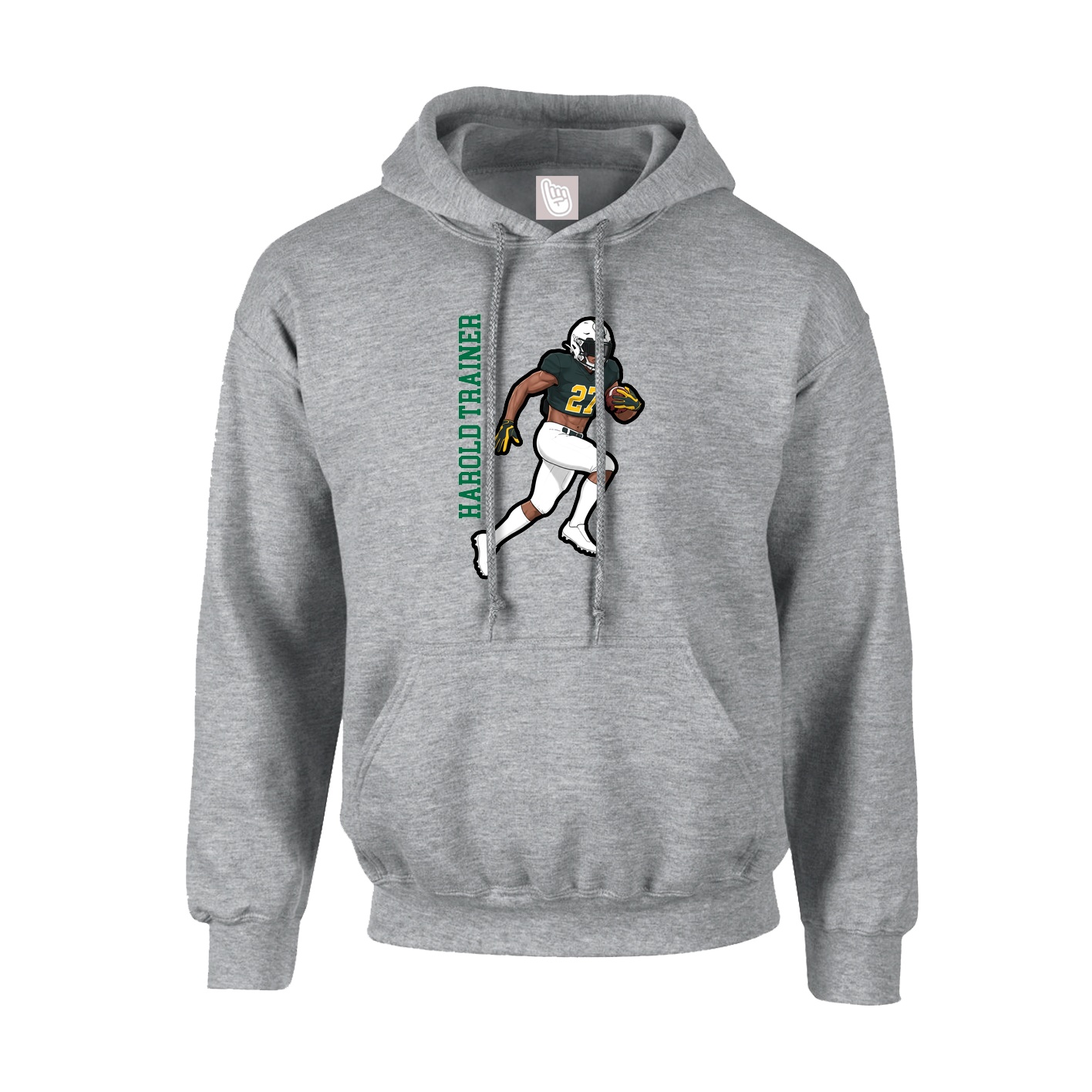 Youth Hoodie — Name Vertical in Grey