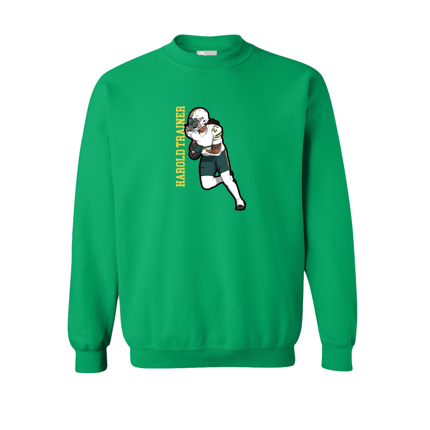 Fleece Crew — Name Vertical in Green