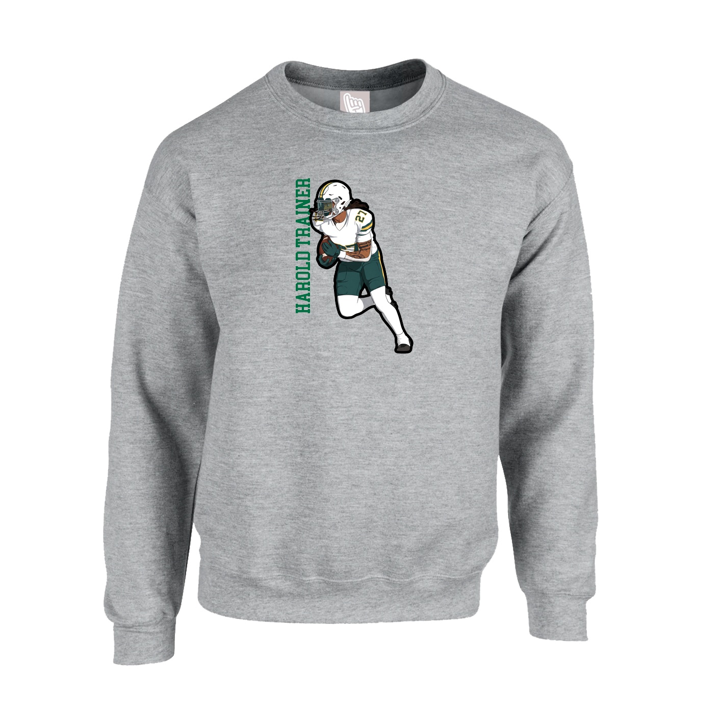 Fleece Crew — Name Vertical in Grey