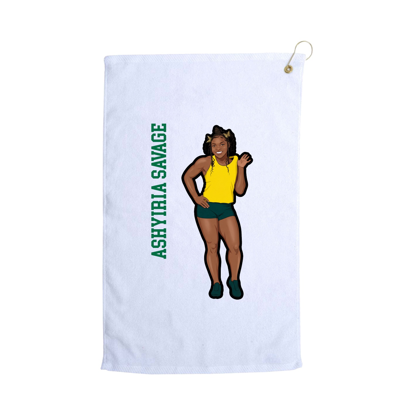 Golf Towel — Name Vertical in White