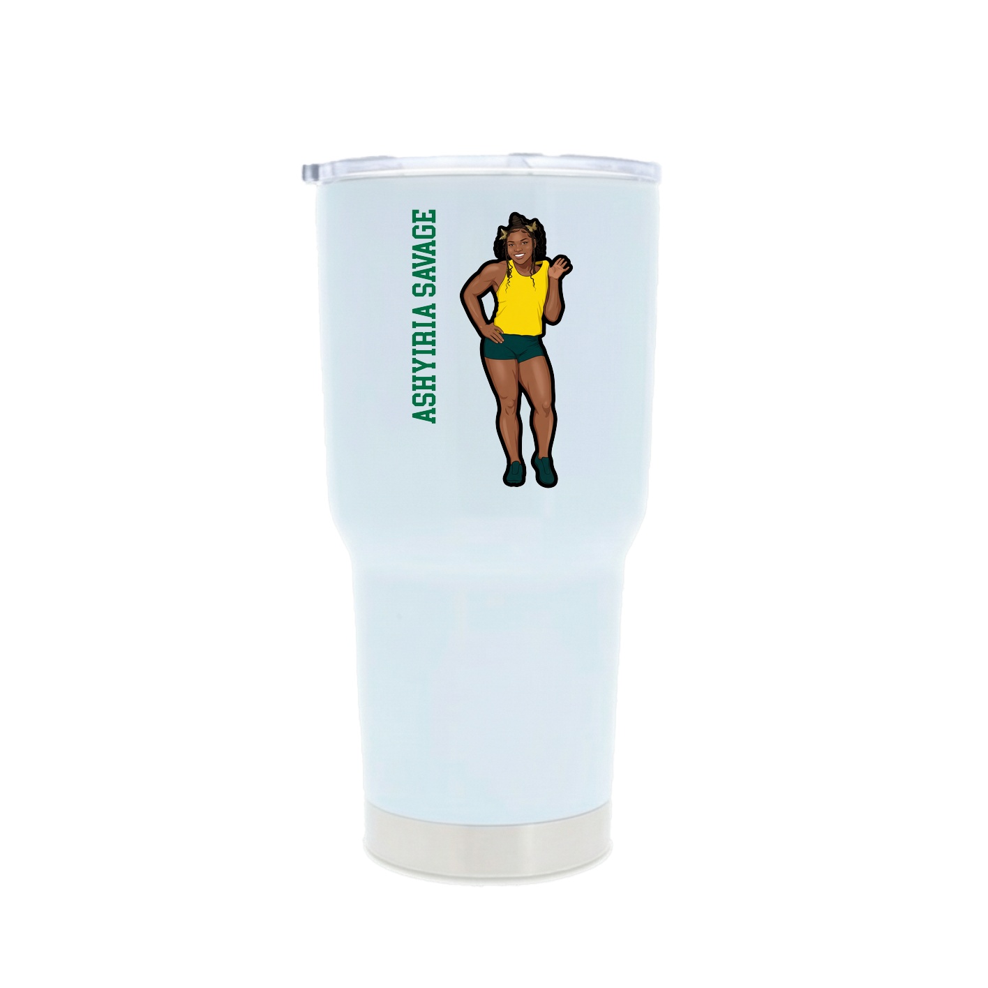 30oz Stainless Steel Tumbler — Name Vertical in White