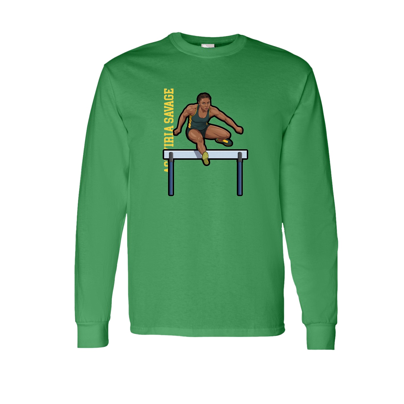 Long Sleeve Tee — Name Vertical in Green
