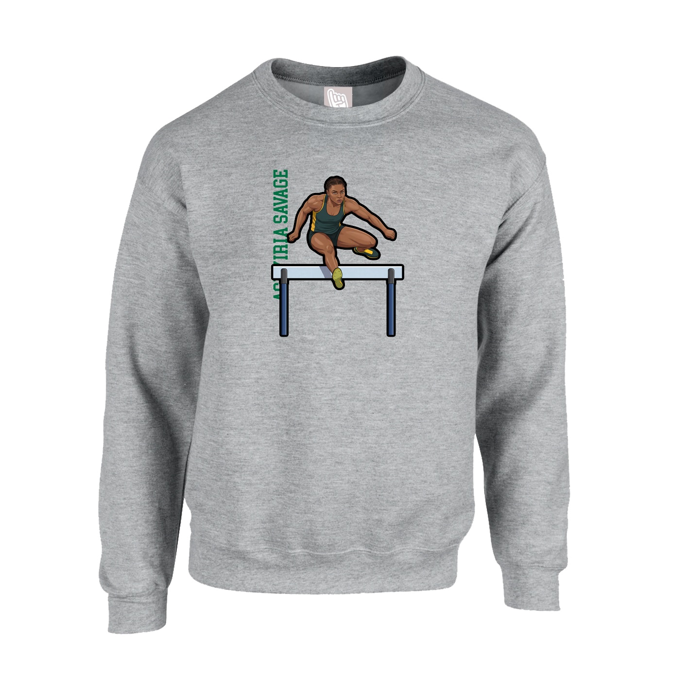 Fleece Crew — Name Vertical in Grey