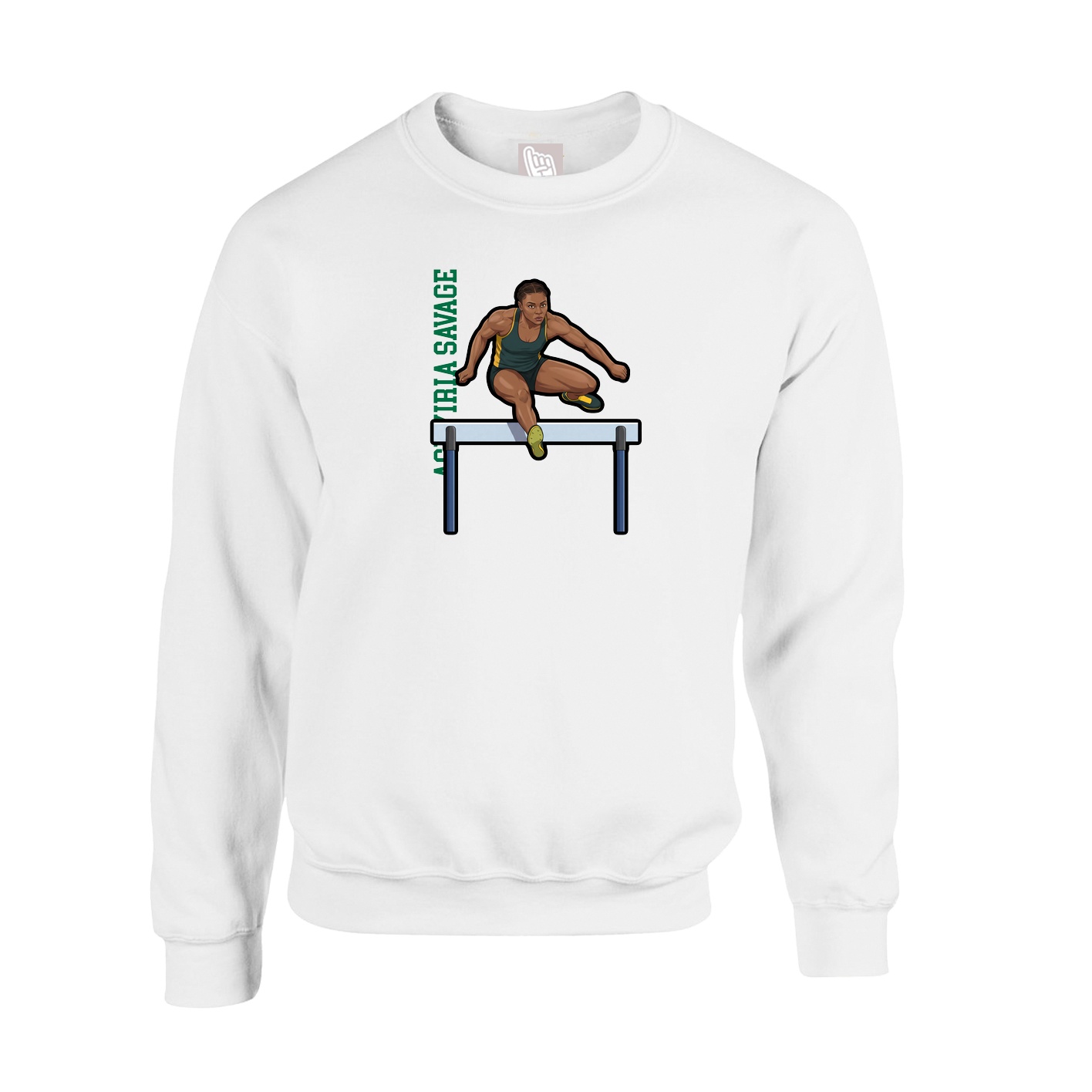 Fleece Crew — Name Vertical in White