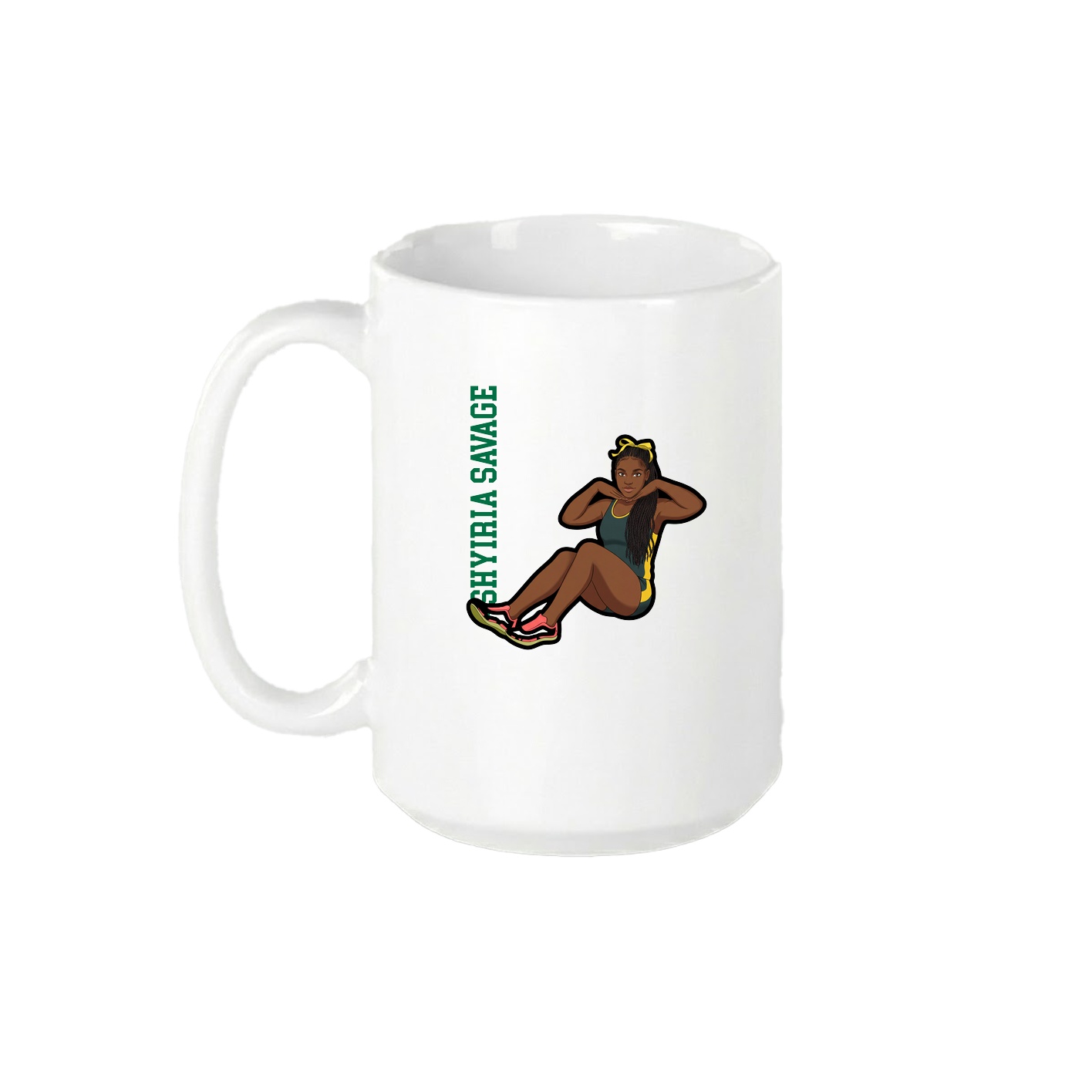 15oz Coffee Mug — Name Vertical in White