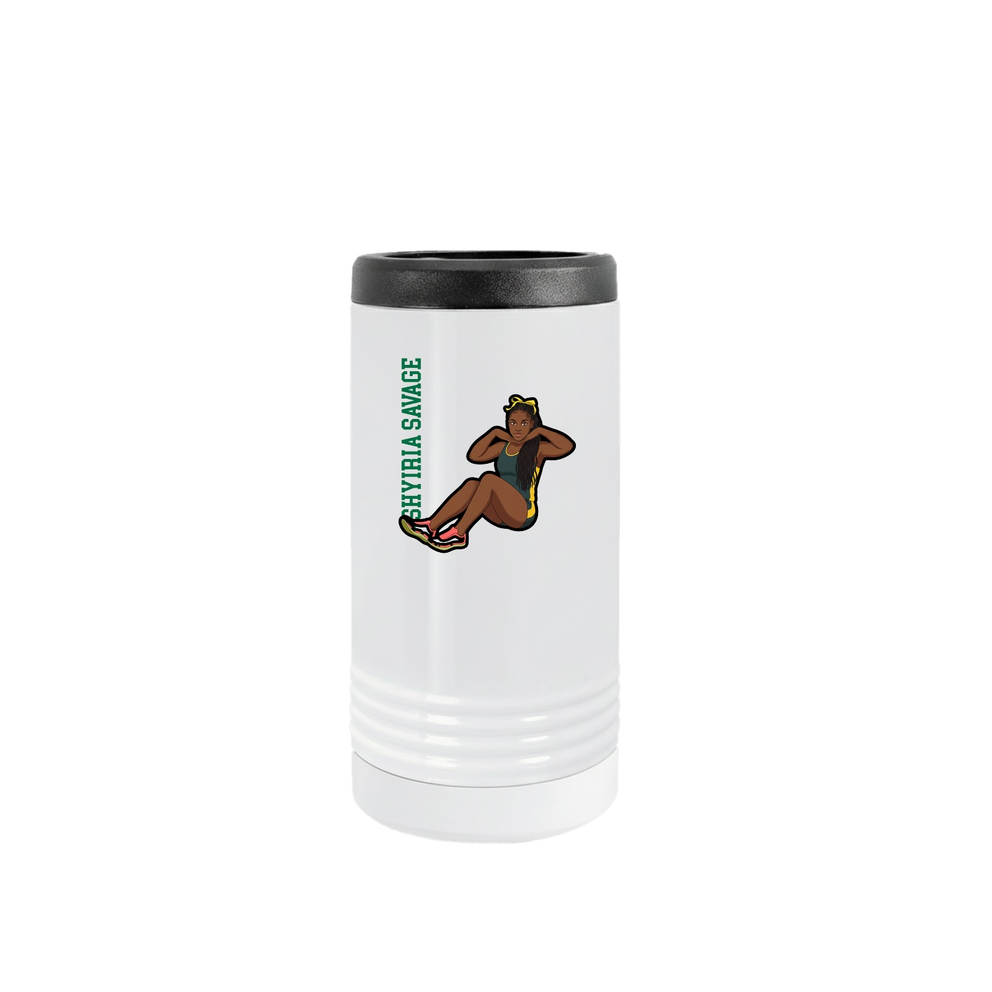 Slim Beverage Holder — Name Vertical in White
