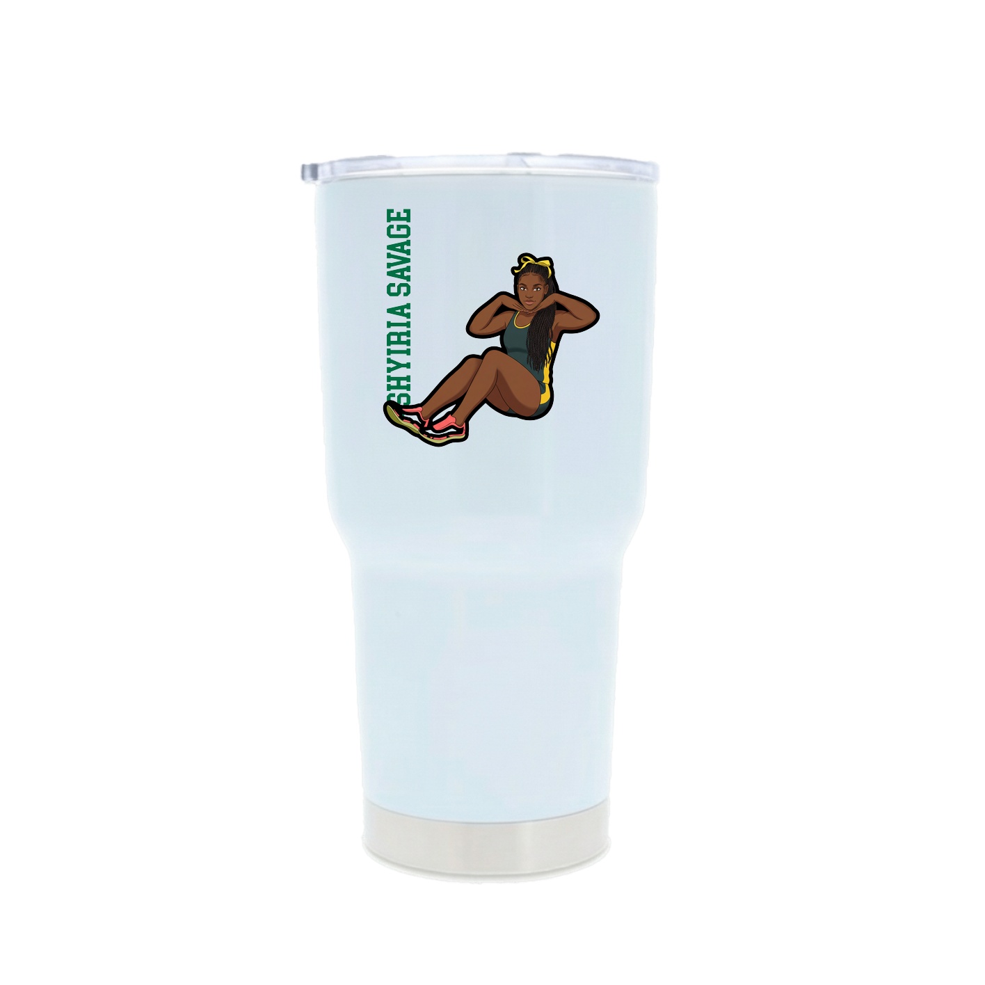 30oz Stainless Steel Tumbler — Name Vertical in White