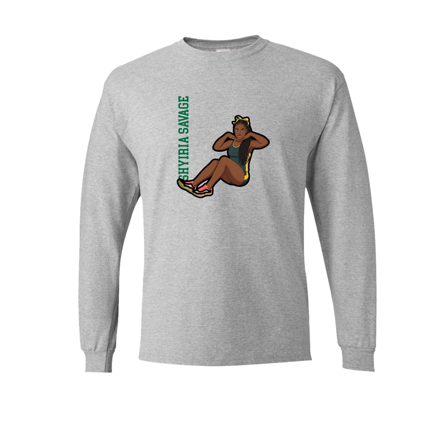 Long Sleeve Tee — Name Vertical in Grey