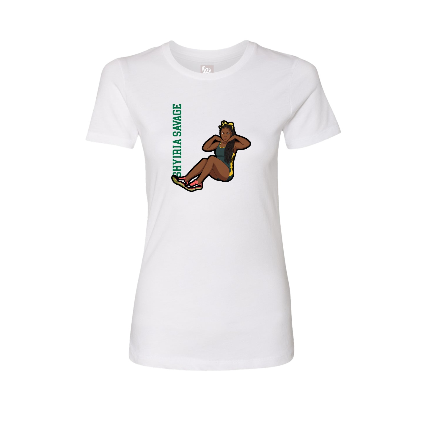 Womens Tee — Name Vertical in White