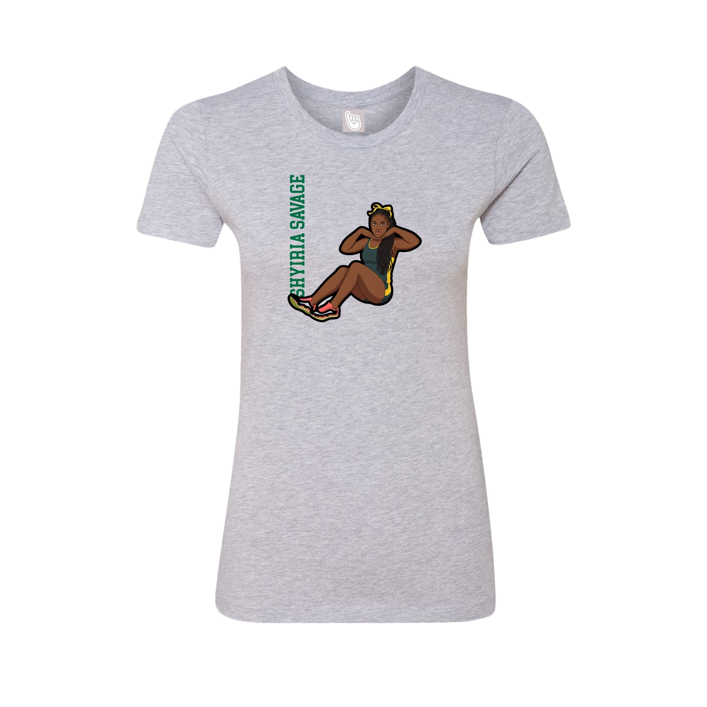 Fitted Women's Tee — Name Vertical in Grey