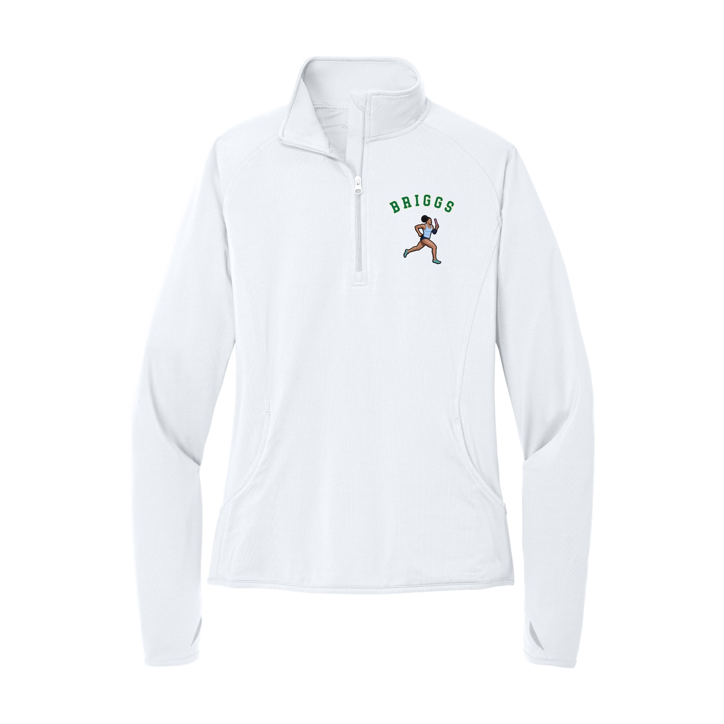 Women's Q-Zip Pullover — Shirsey Arch in White