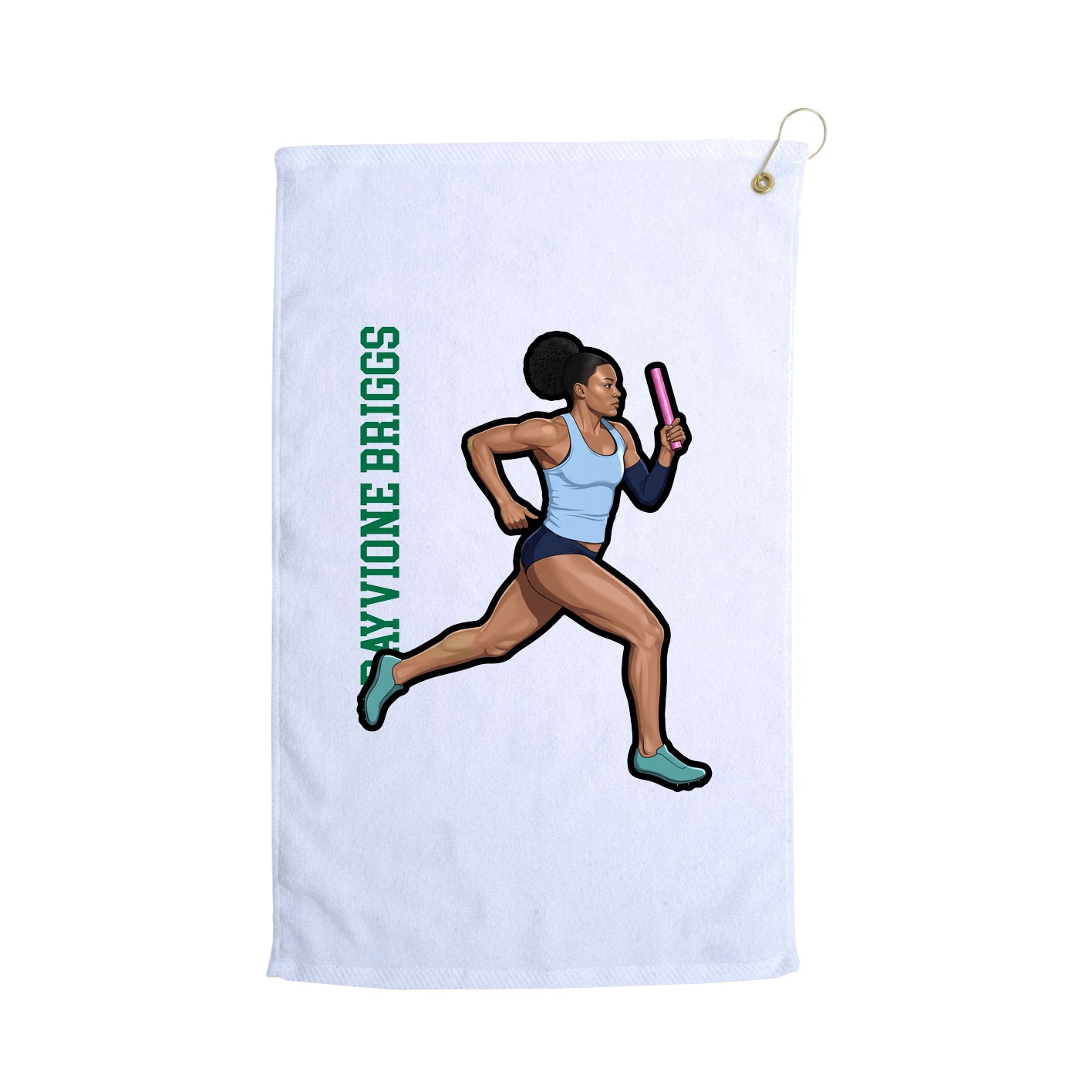 Golf Towel — Name Vertical in White
