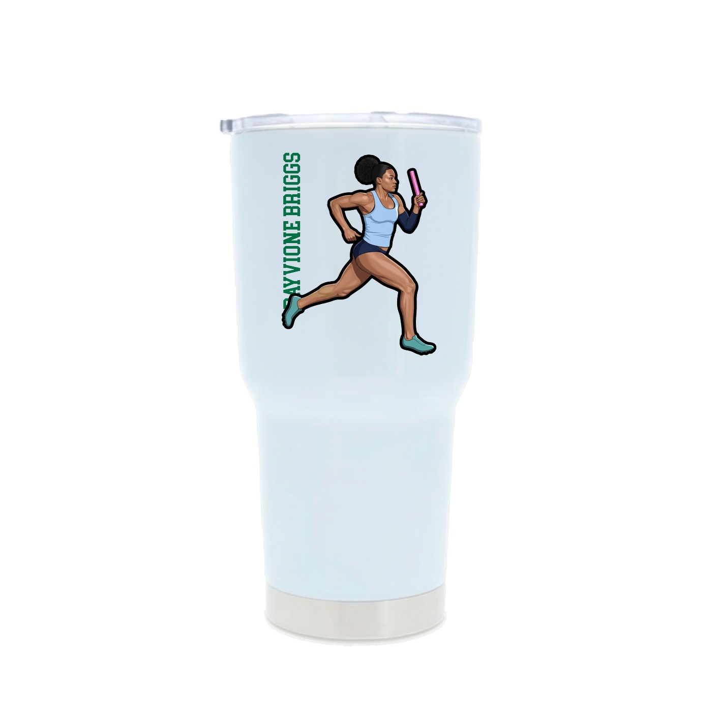 30oz Stainless Steel Tumbler — Name Vertical in White