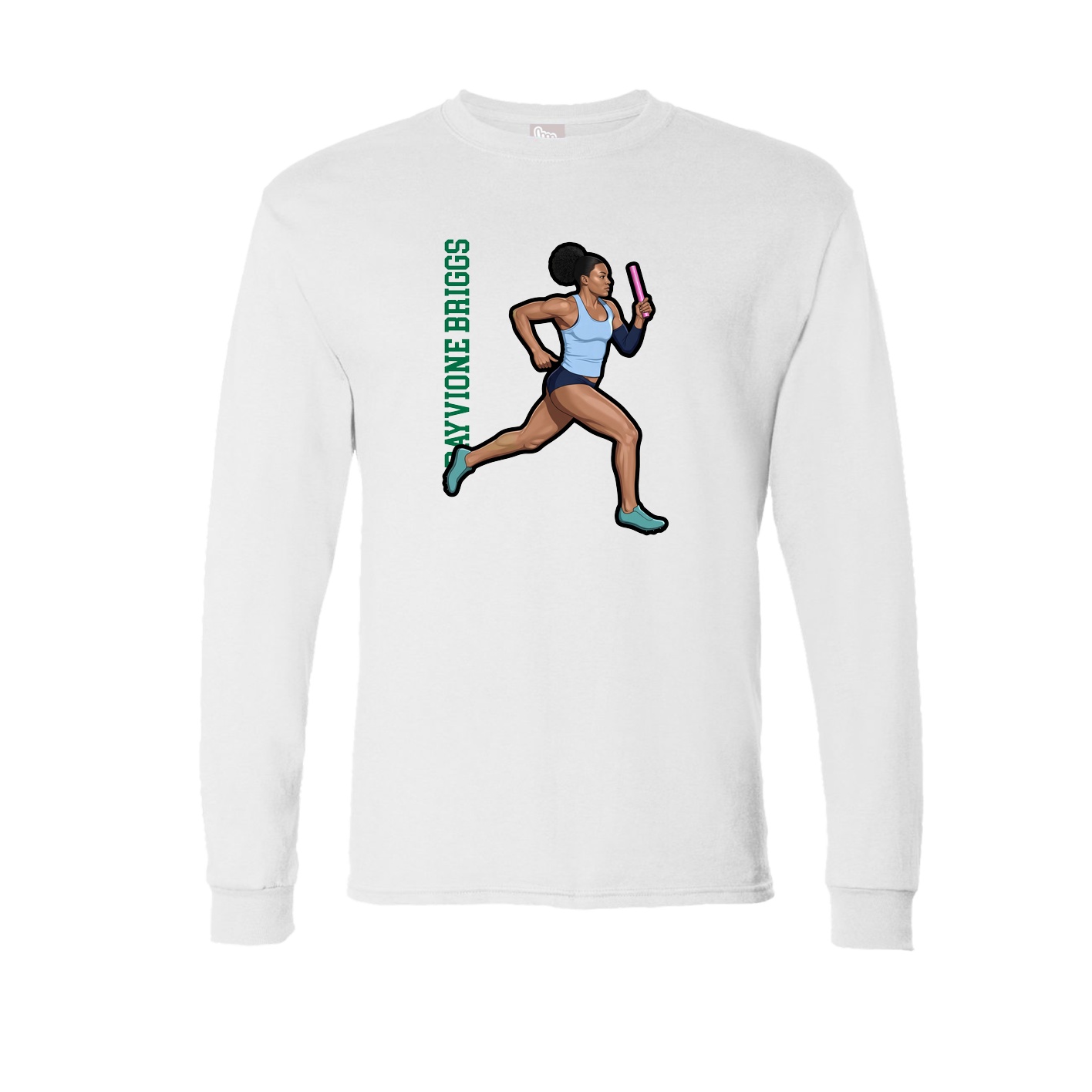 Long Sleeve Tee — Name Vertical in White