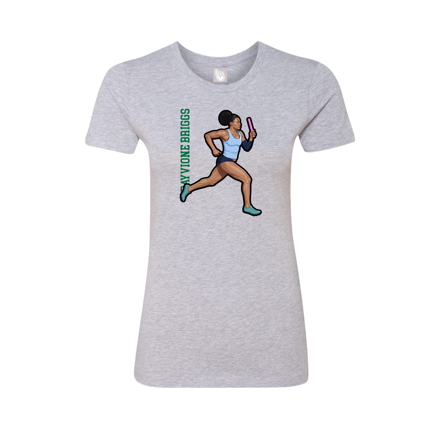 Womens Tee — Name Vertical in Grey