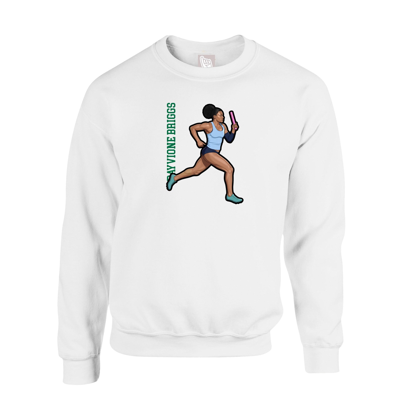 Fleece Crew — Name Vertical in White