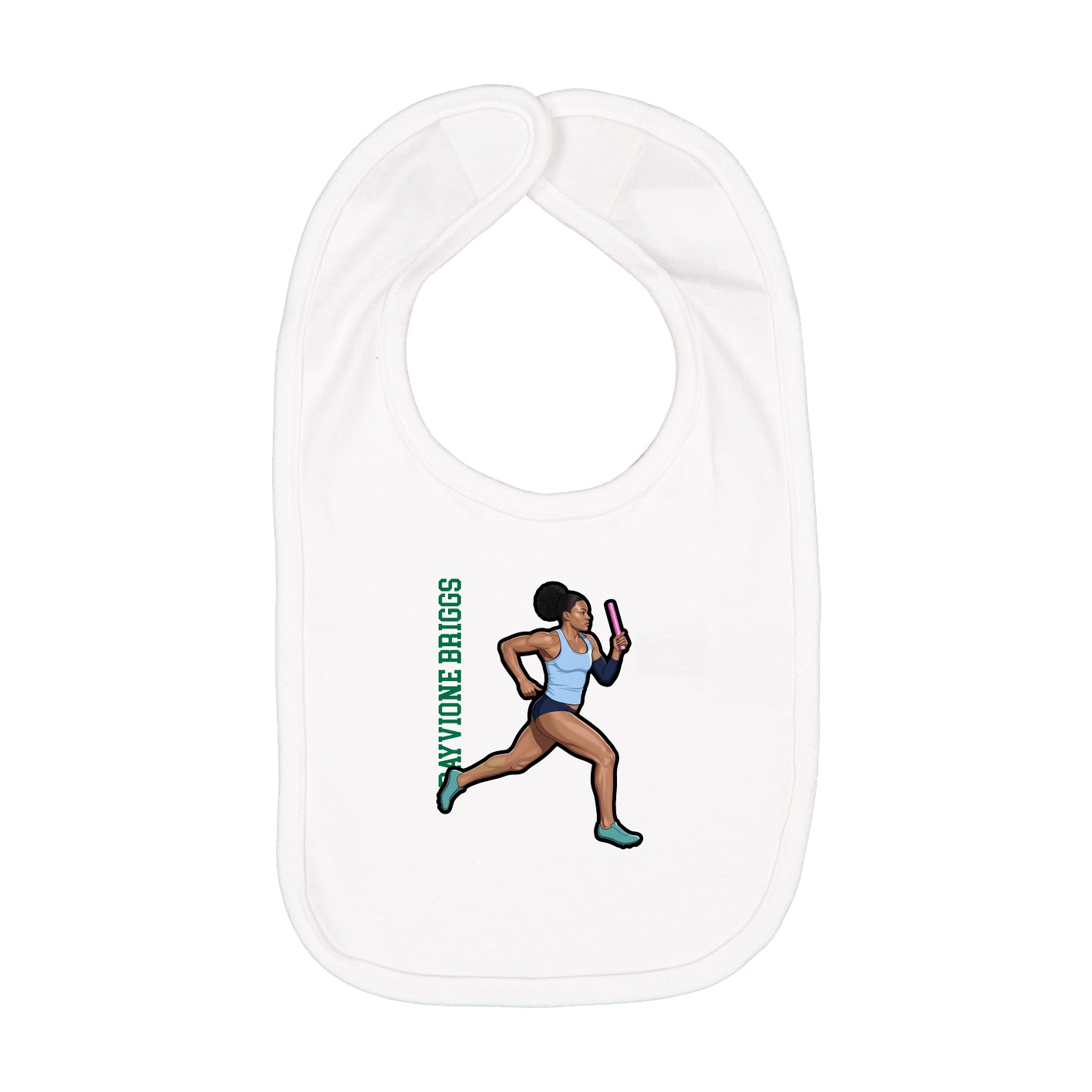 Infant Bib — Name Vertical in White