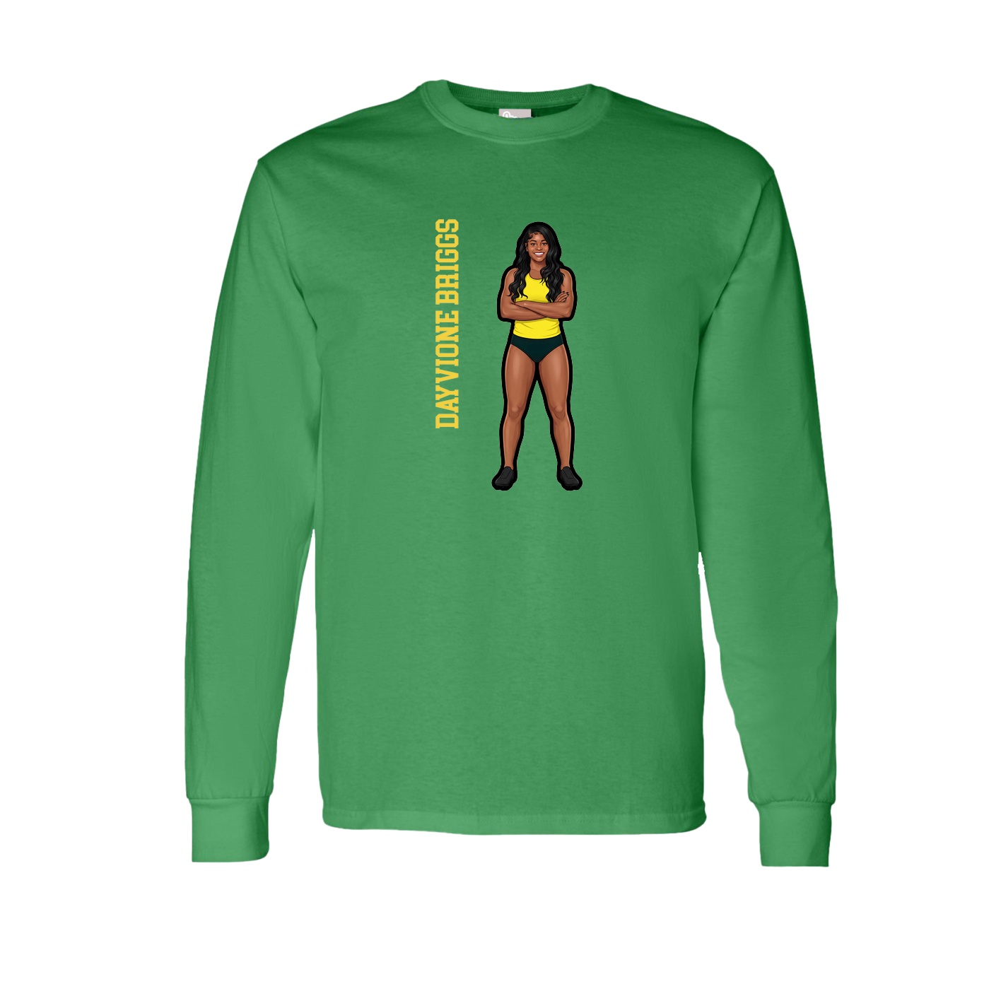 Long Sleeve Tee — Name Vertical in Green