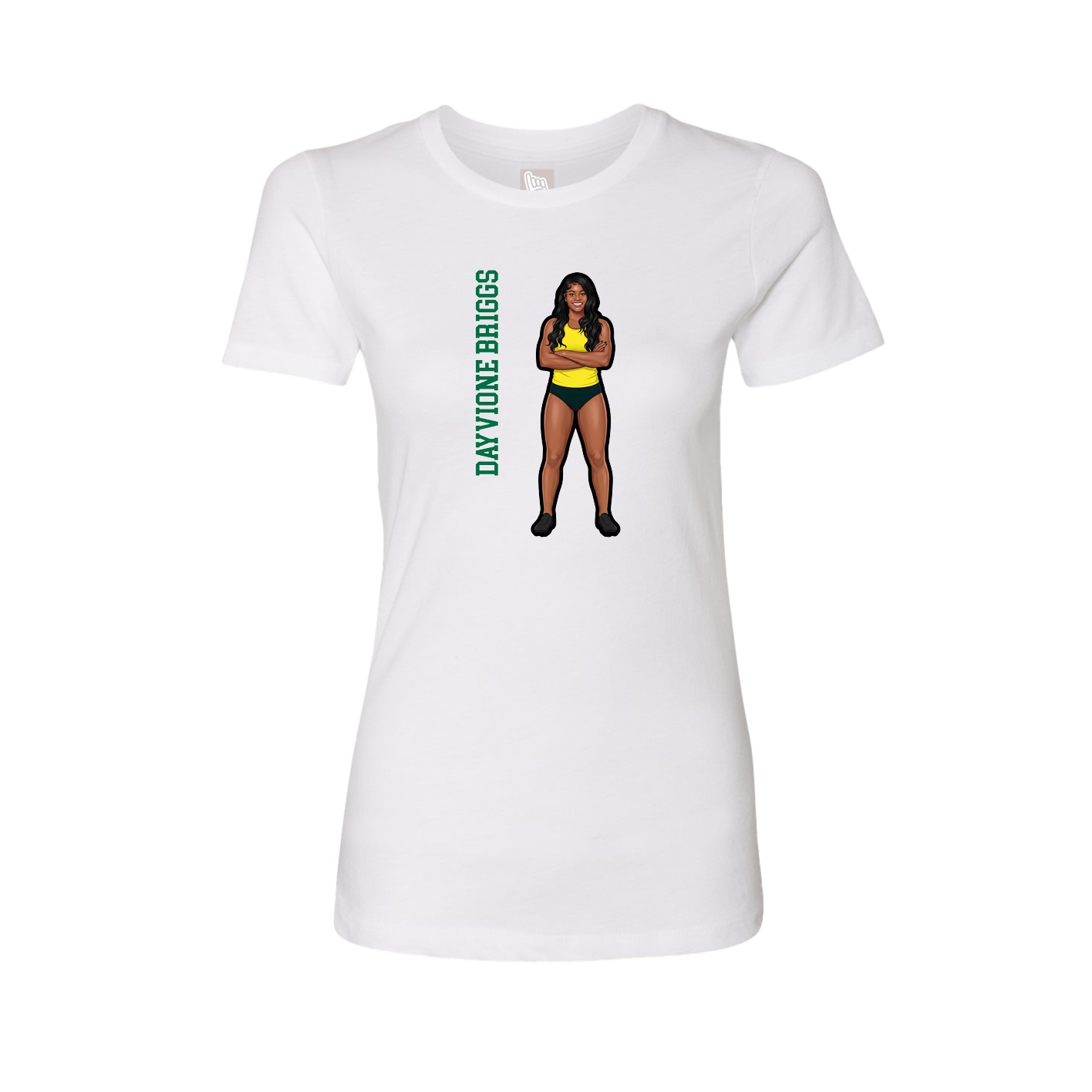 Fitted Women's Tee — Name Vertical in White