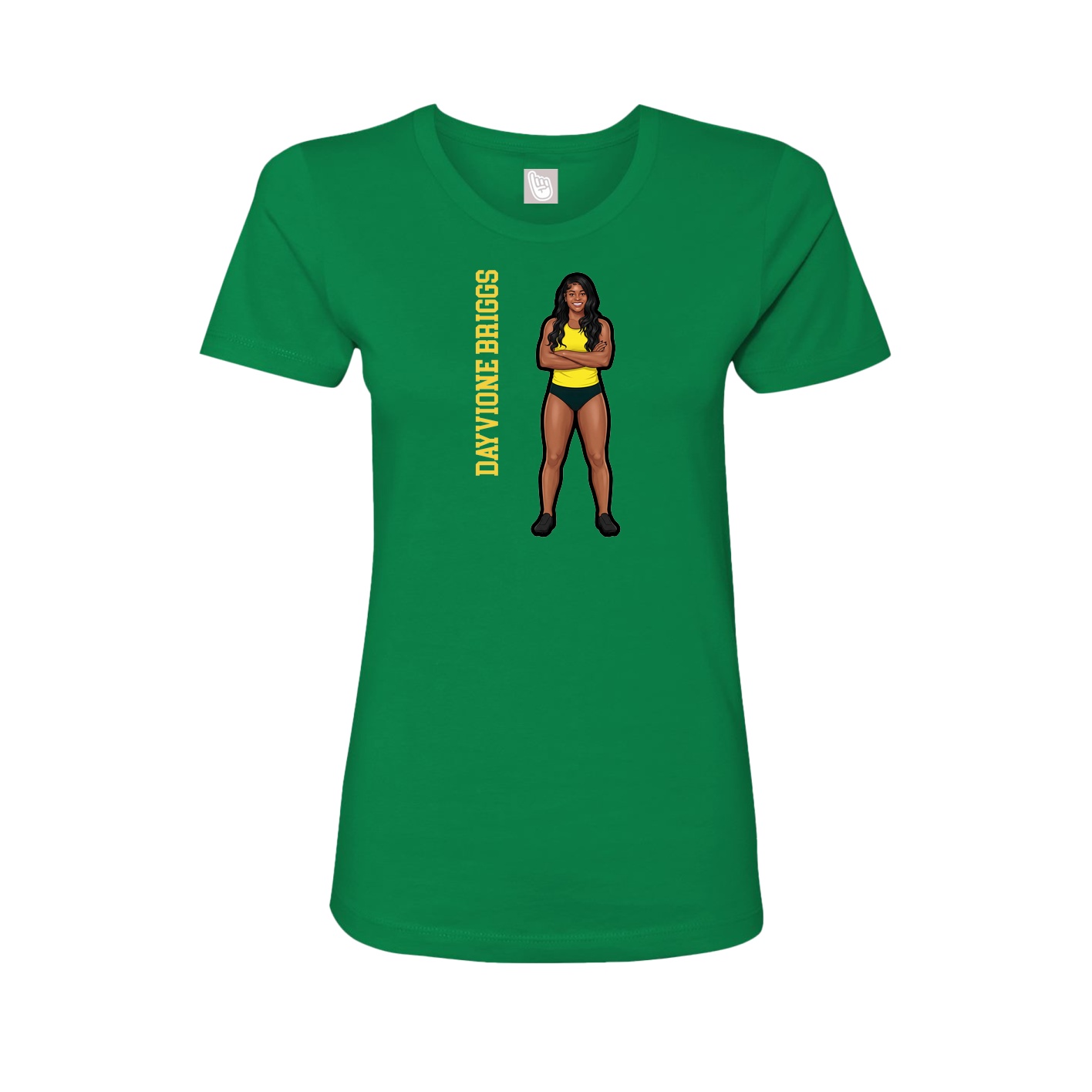 Womens Tee — Name Vertical in Green