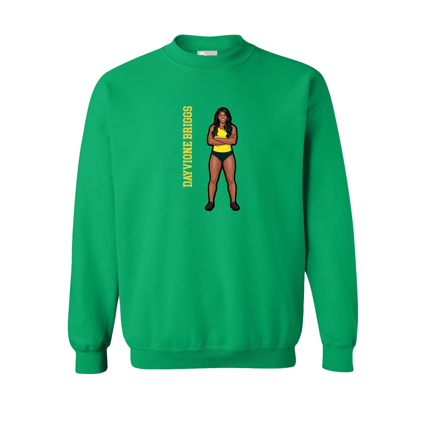 Fleece Crew — Name Vertical in Green