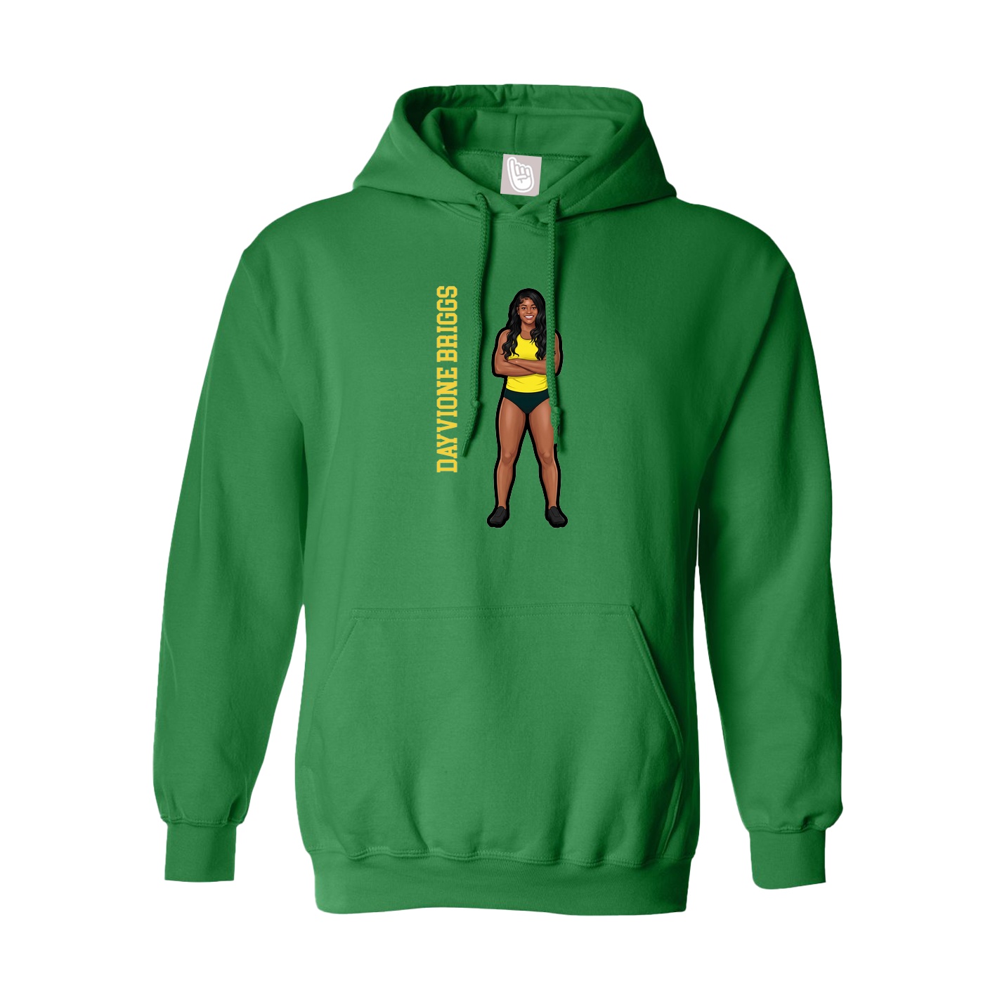 Youth Hoodie — Name Vertical in Green