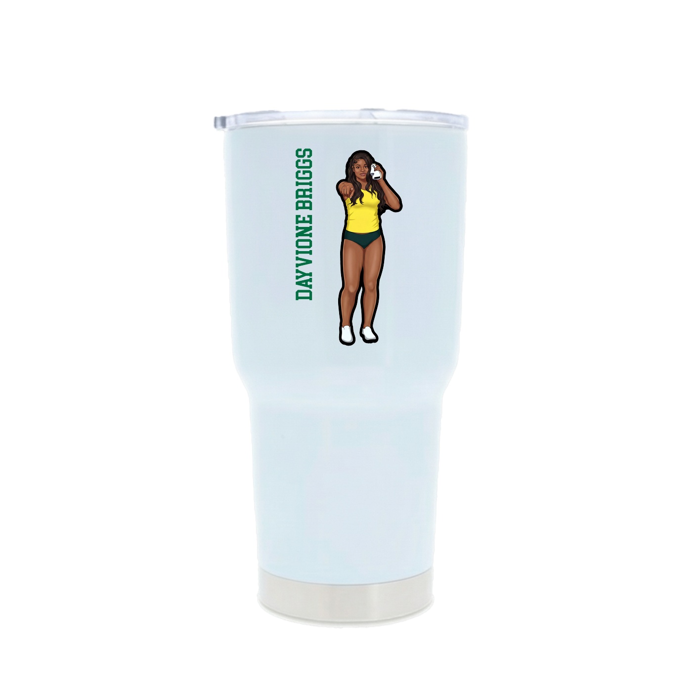 30oz Stainless Steel Tumbler — Name Vertical in White