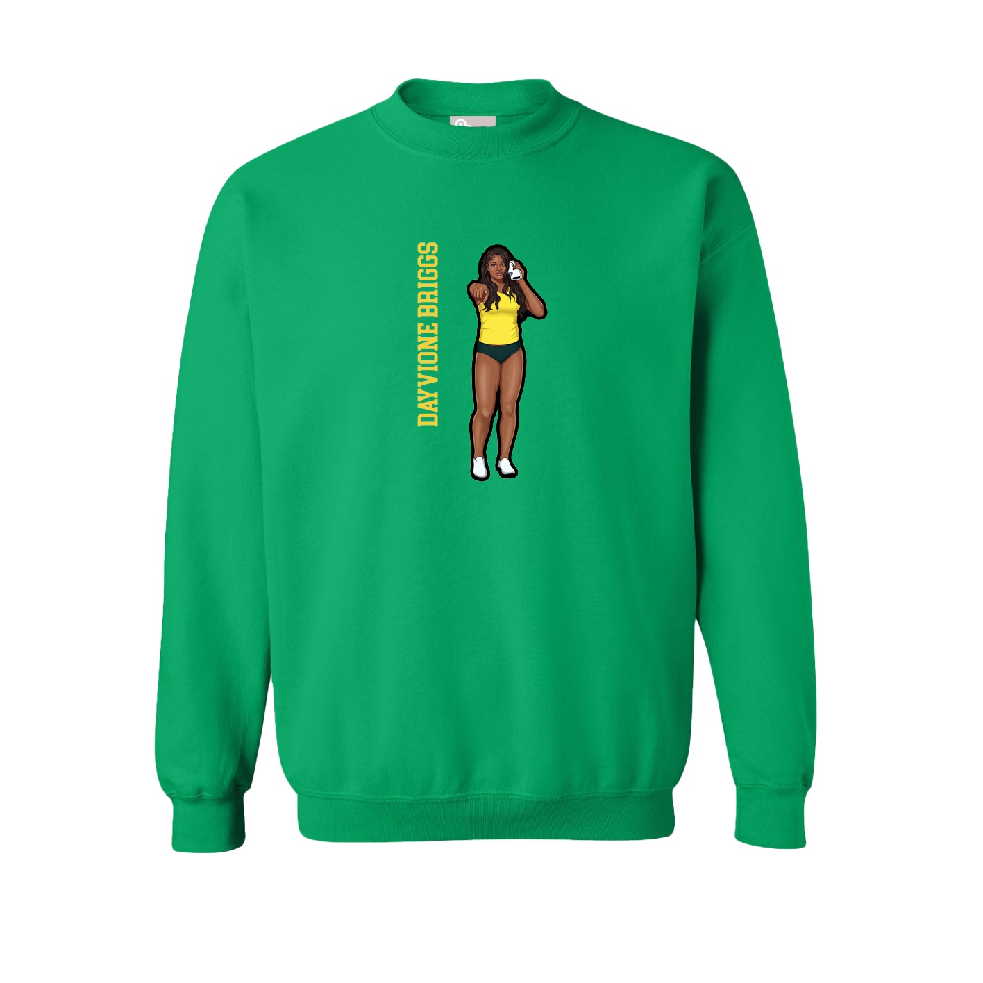 Fleece Crew — Name Vertical in Green