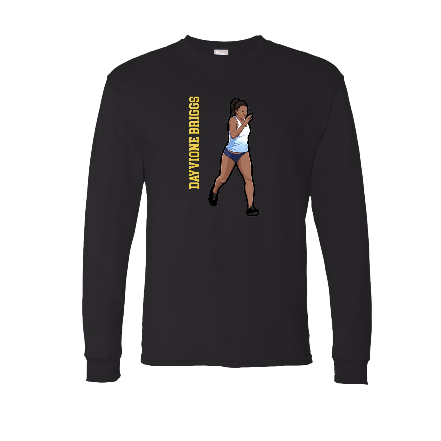Long Sleeve Tee — Name Vertical in Black