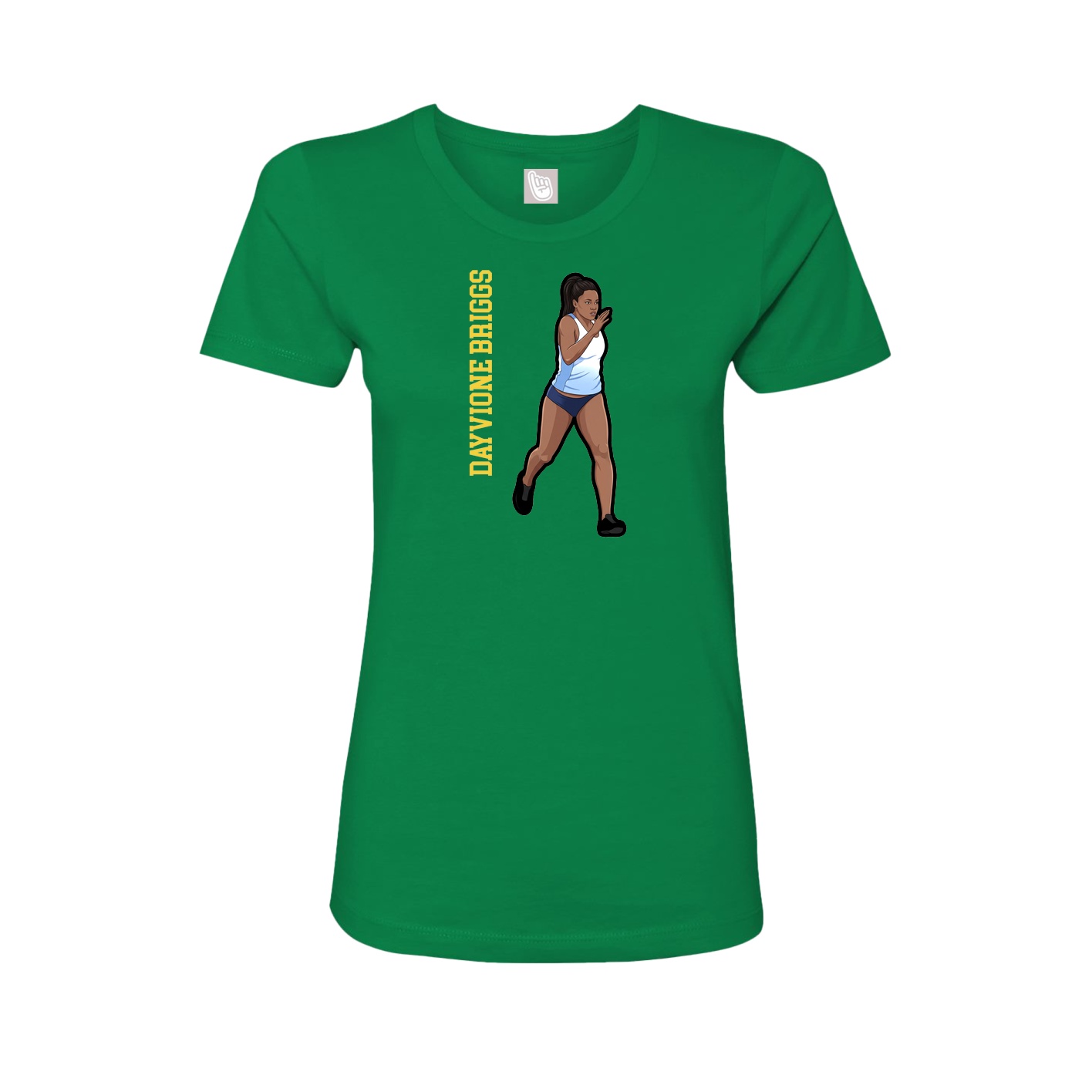 Womens Tee — Name Vertical in Green