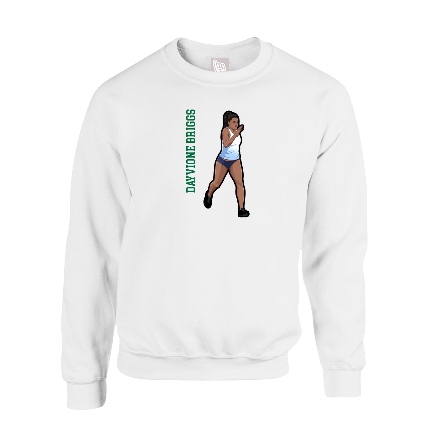 Fleece Crew — Name Vertical in White