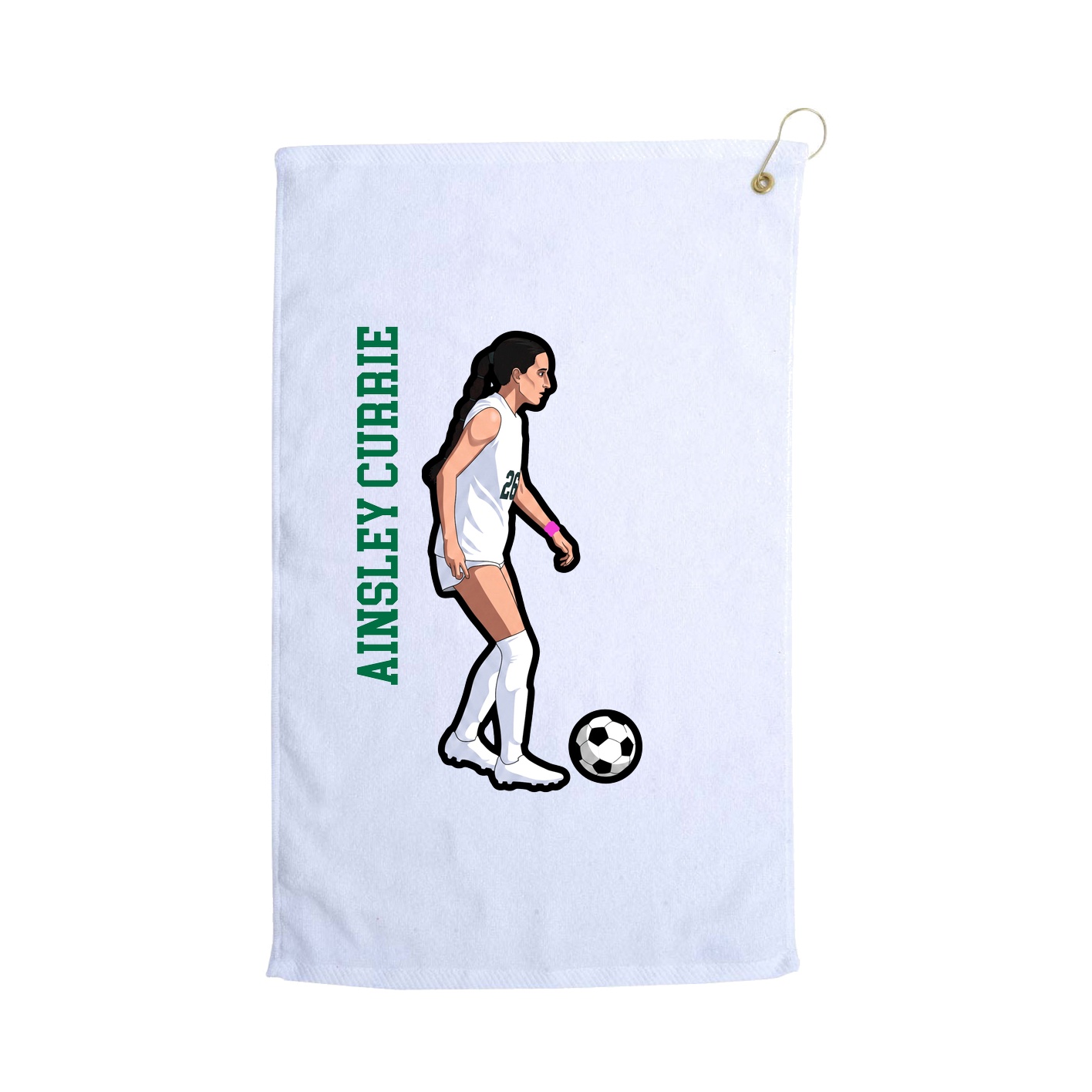 Golf Towel — Name Vertical in White