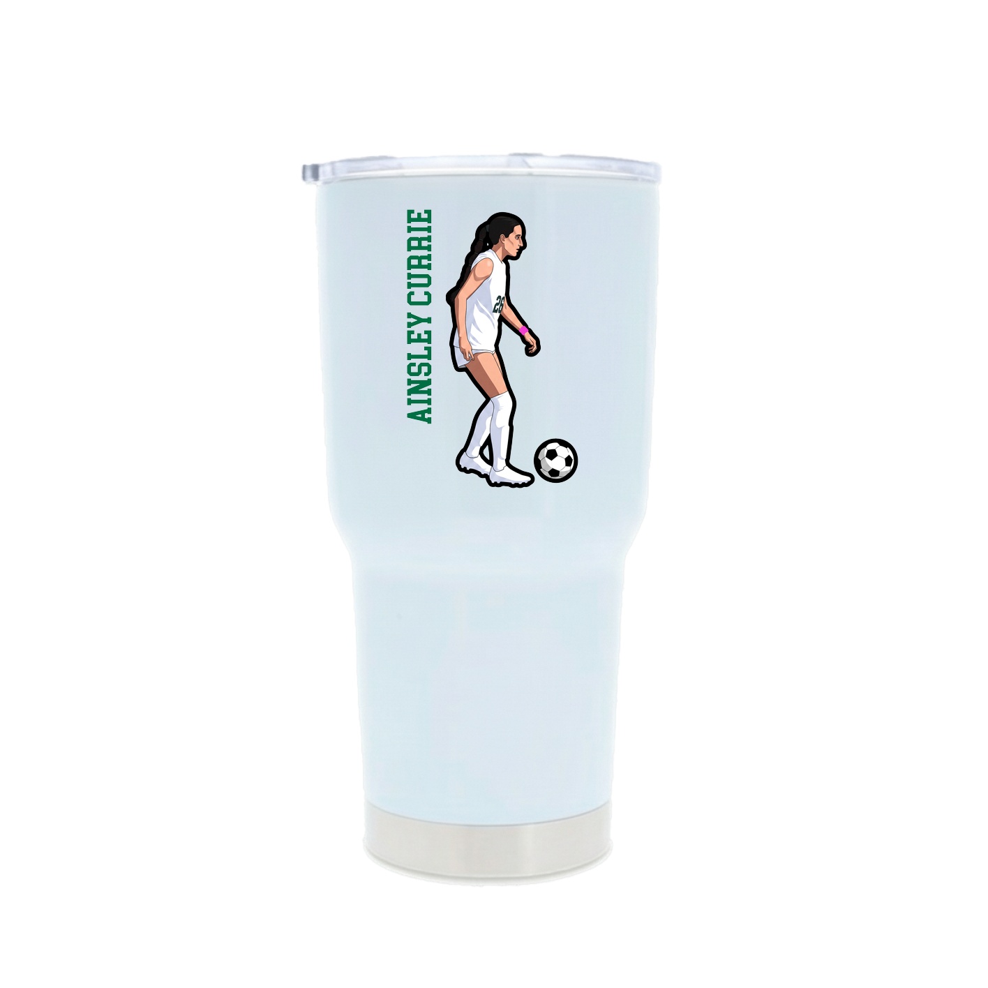 30oz Stainless Steel Tumbler — Name Vertical in White