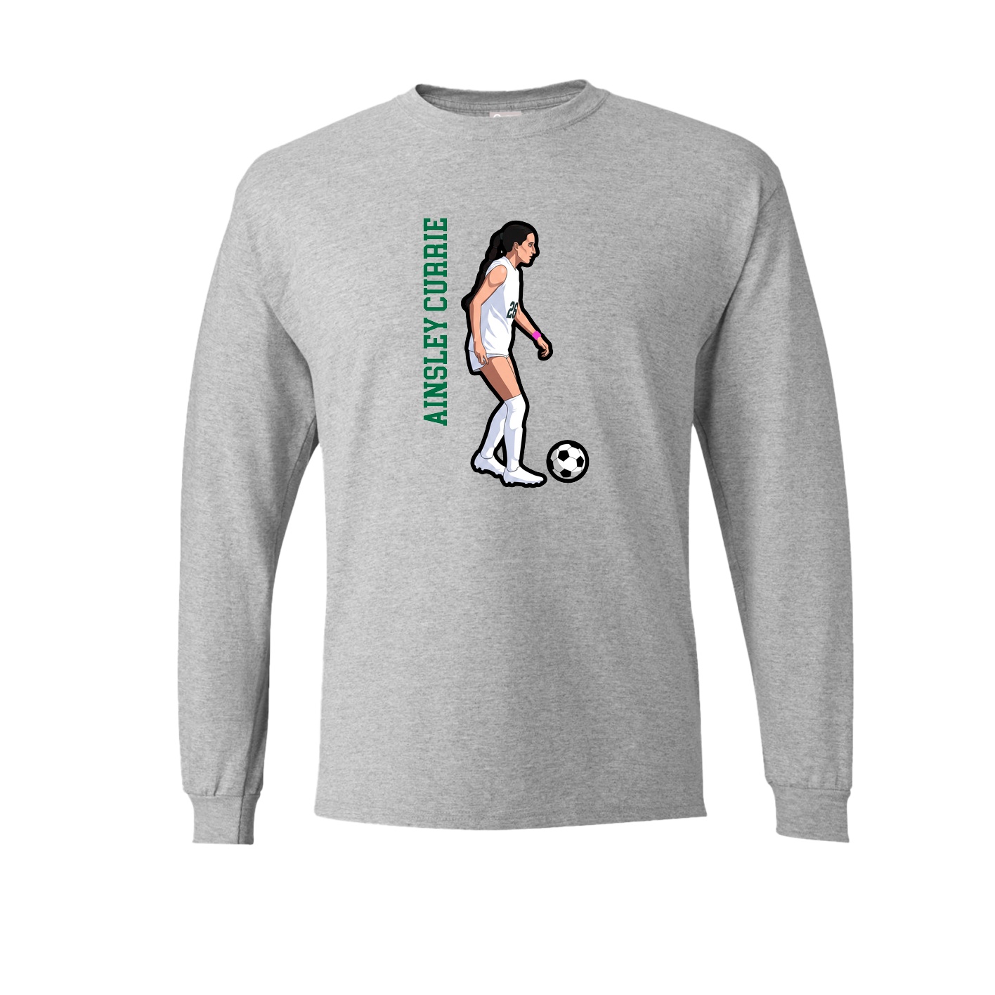 Long Sleeve Tee — Name Vertical in Grey