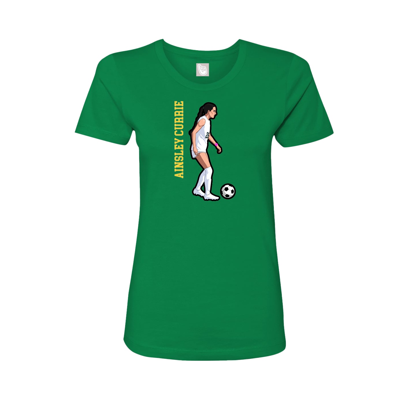 Fitted Women's Tee — Name Vertical in Green