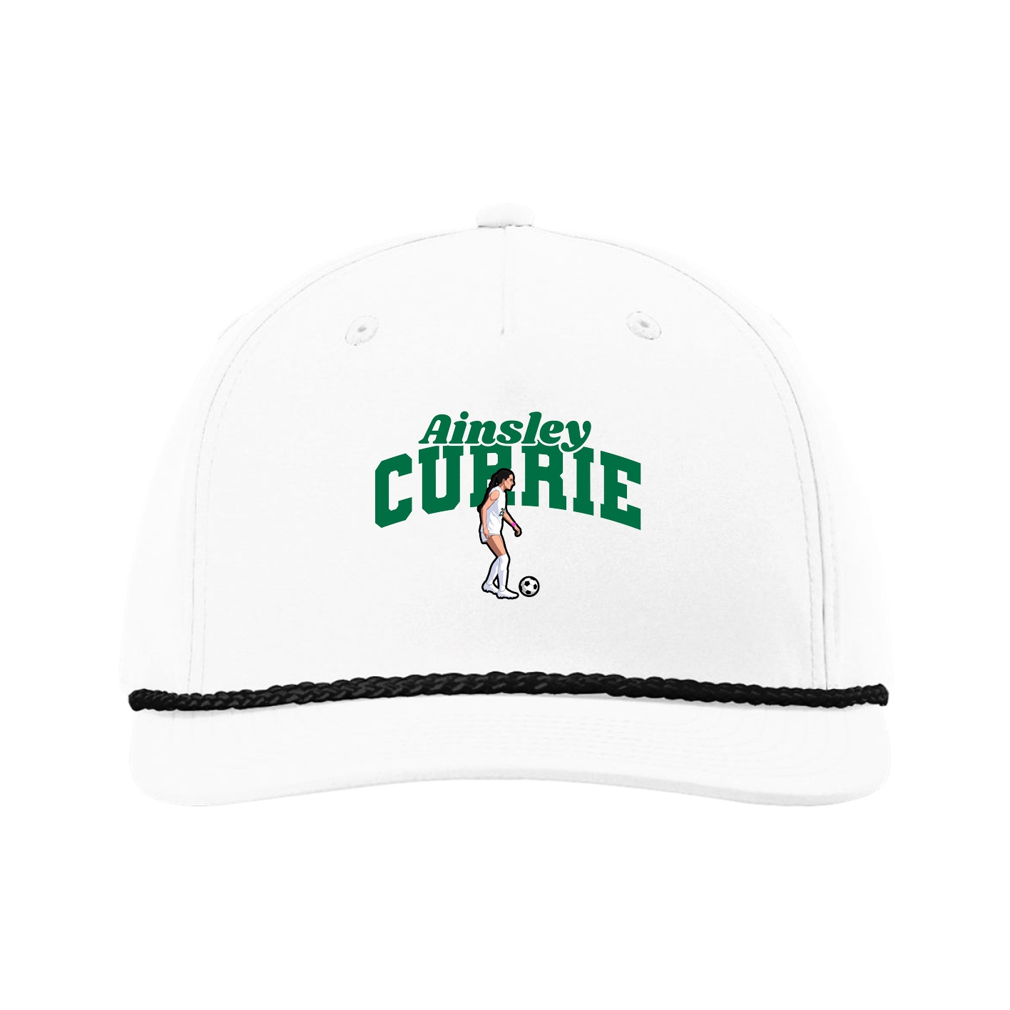 Five-Panel Classic Rope Cap — Signature Arch in White