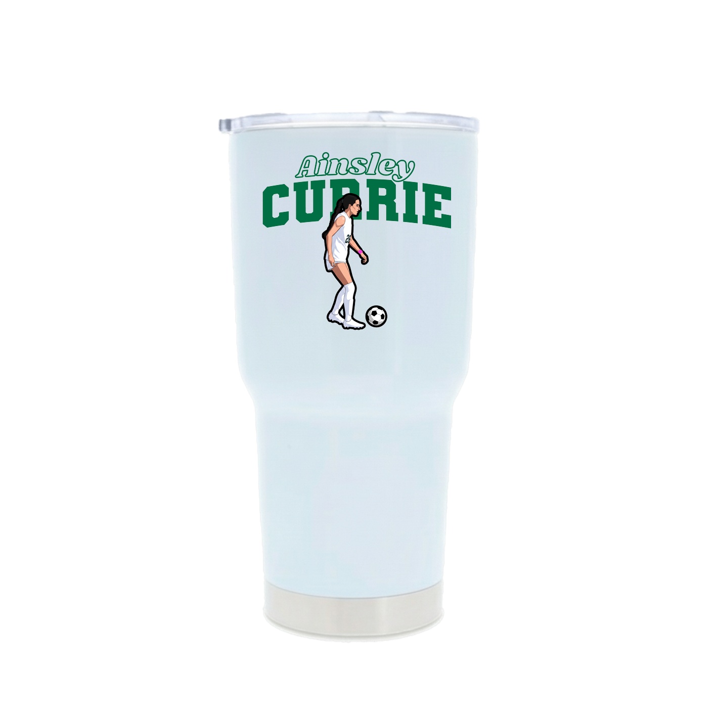 30oz Stainless Steel Tumbler — Name Arch in White