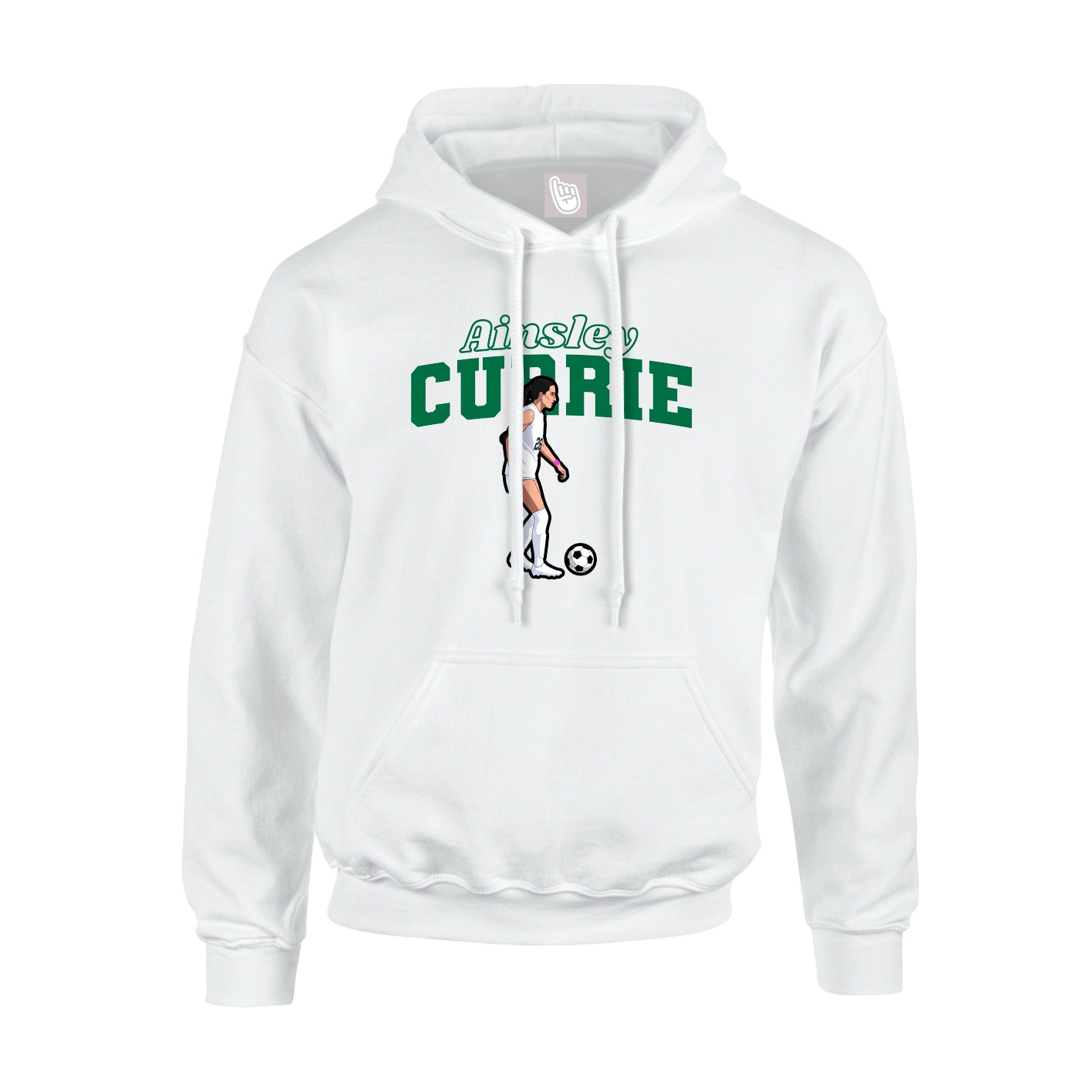 Youth Hoodie — Name Arch in White