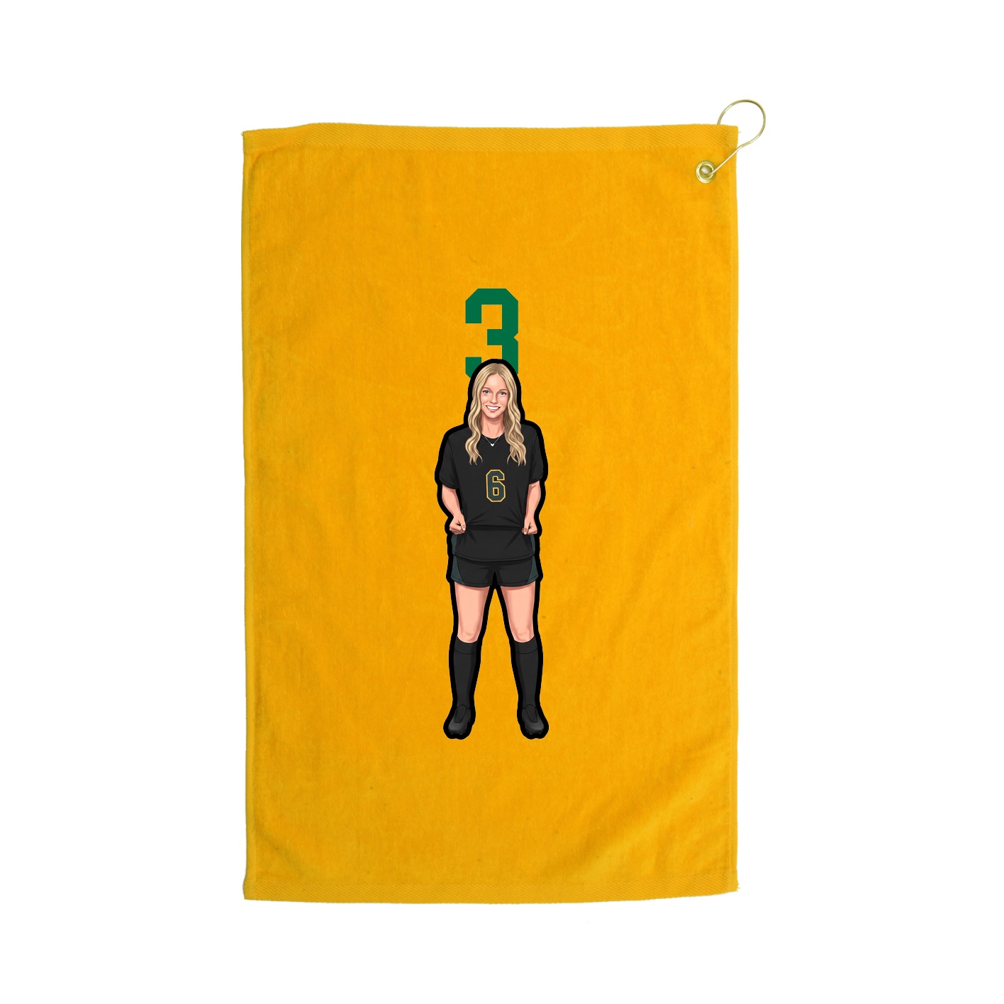 Golf Towel — Number Top in Gold