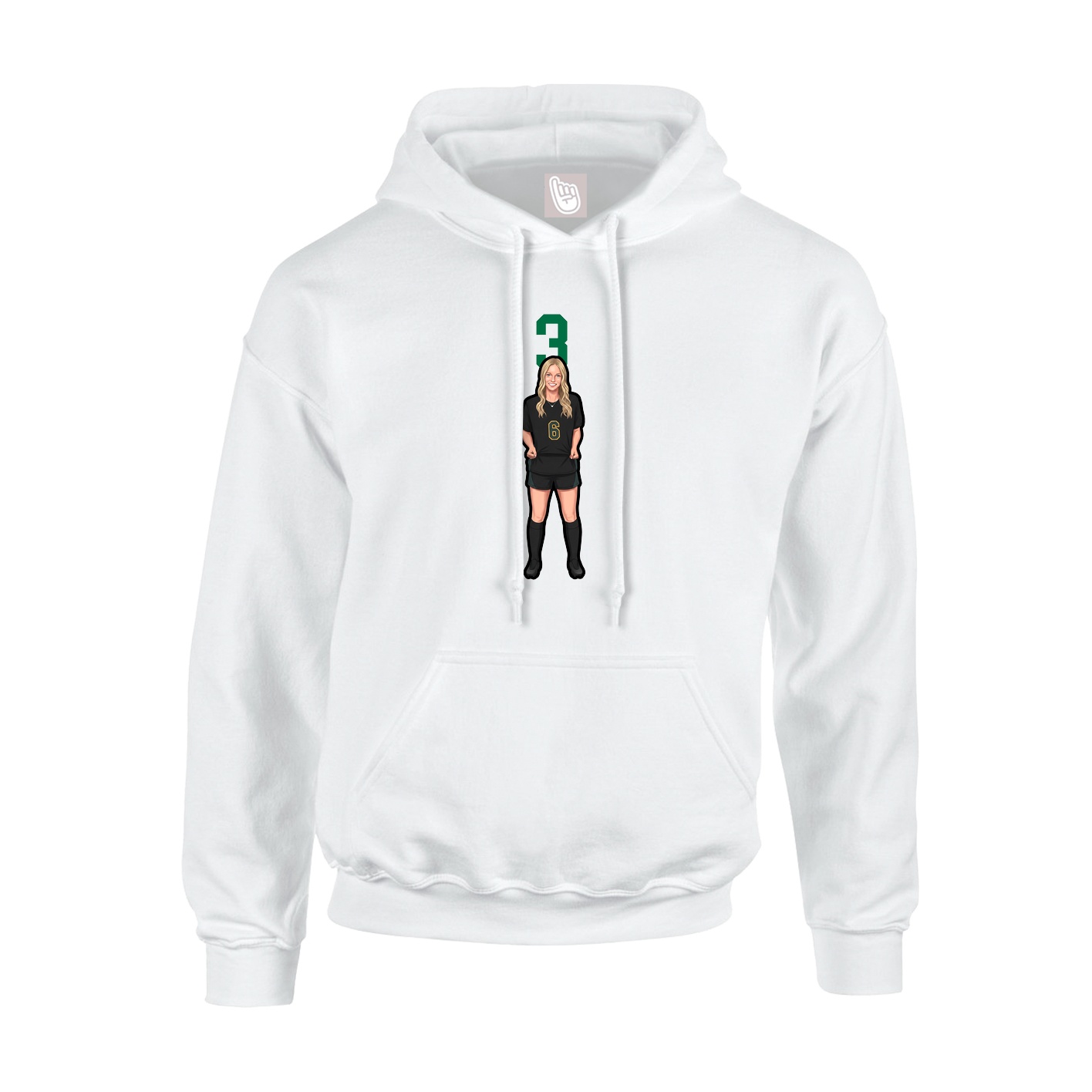 Youth Hoodie — Number Top in White